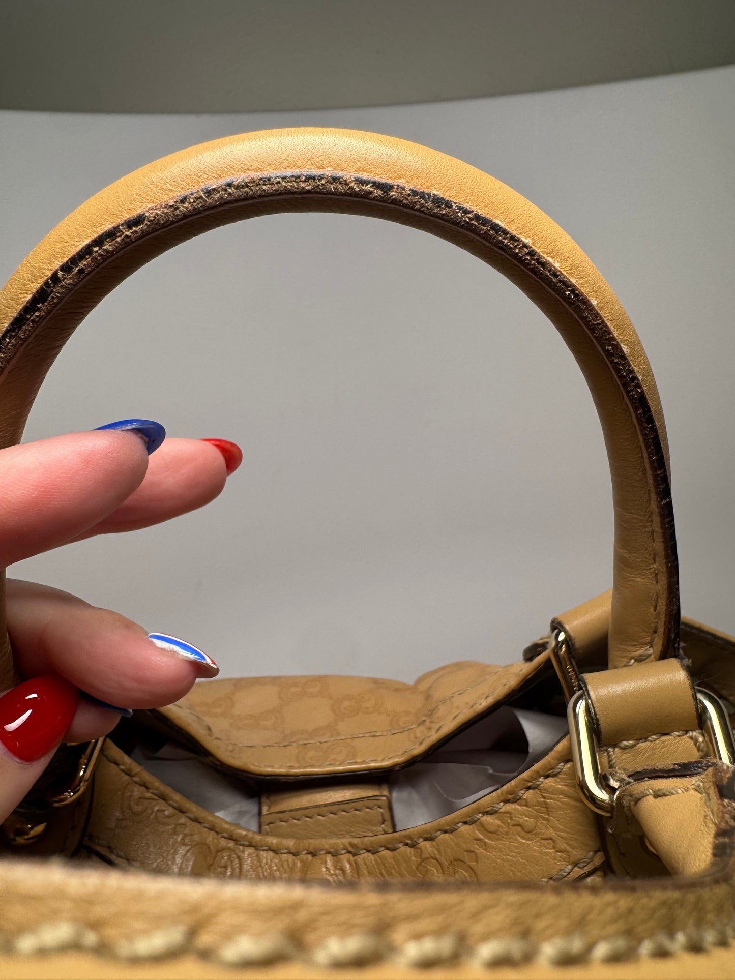 Gucci Sukey Tote Guccissima Leather Hand Bag Beige/Tan