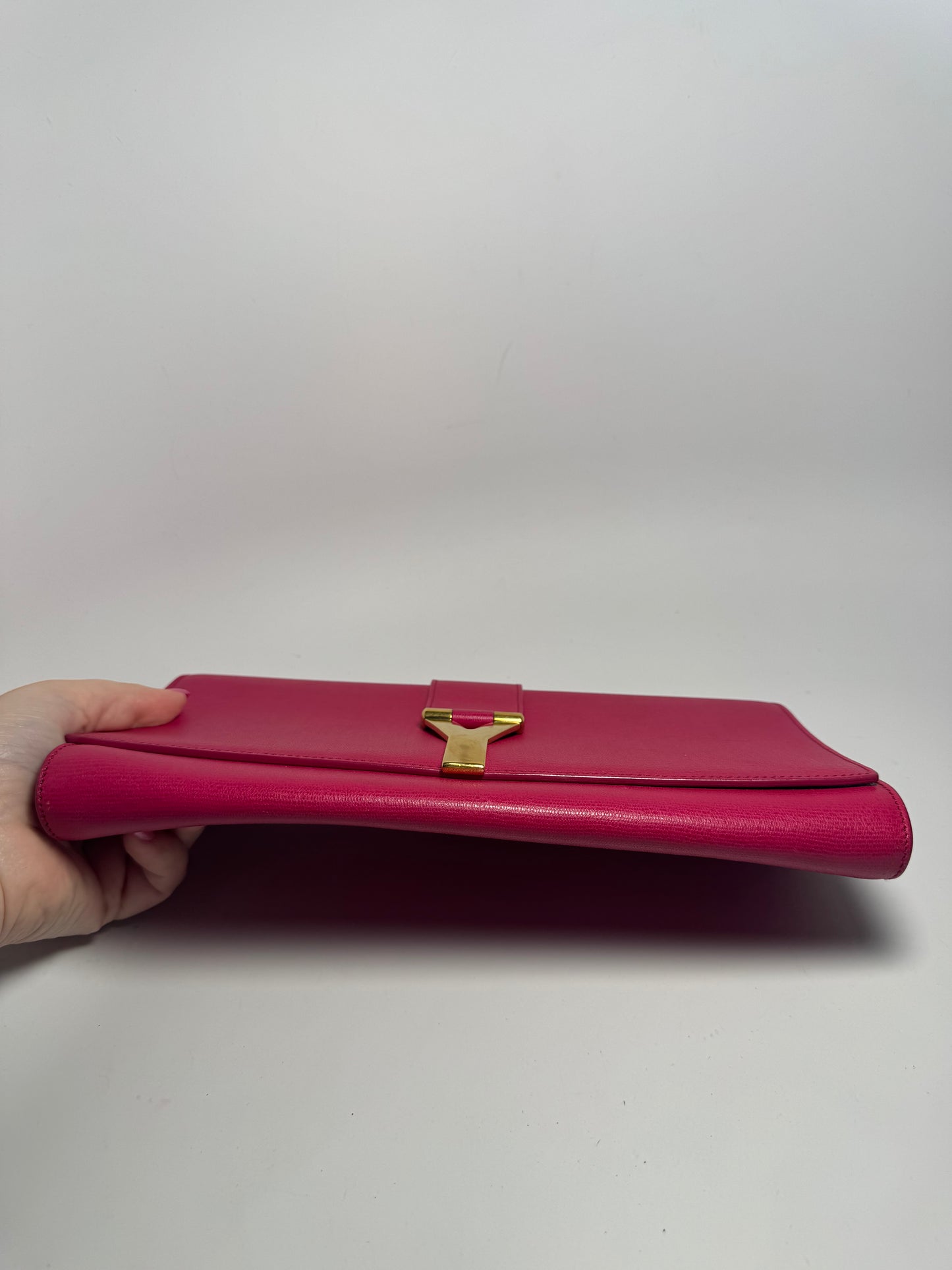 Yves Saint Laurent Hot Pink Leather Clutch