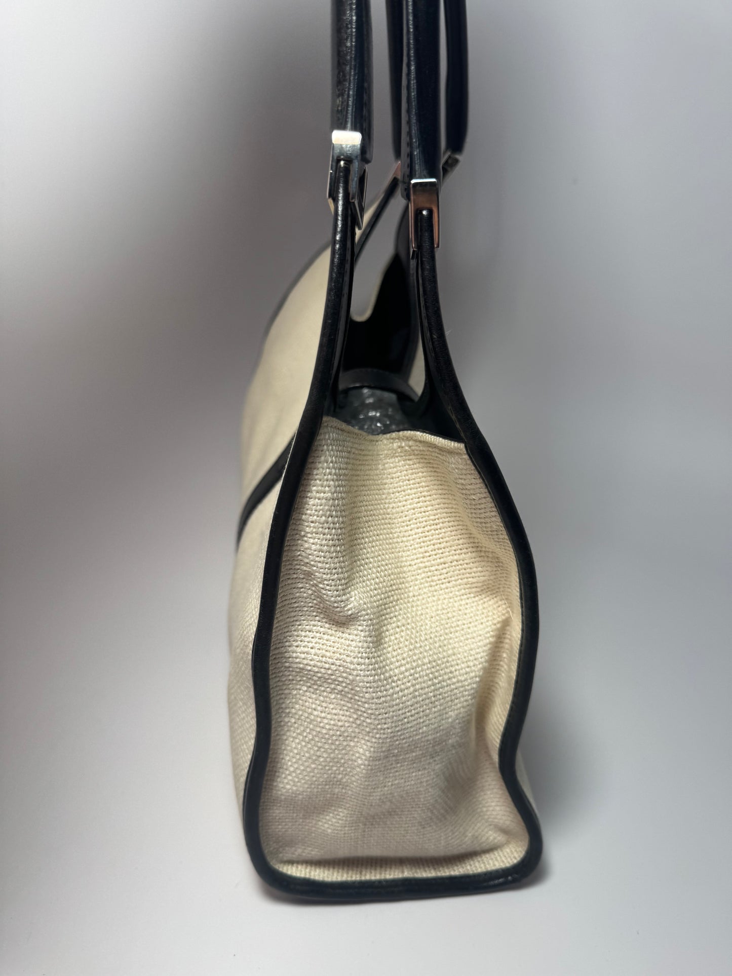 Gucci Jackie Bardot Piston Lock Hobo Black & White Cloth & Leather