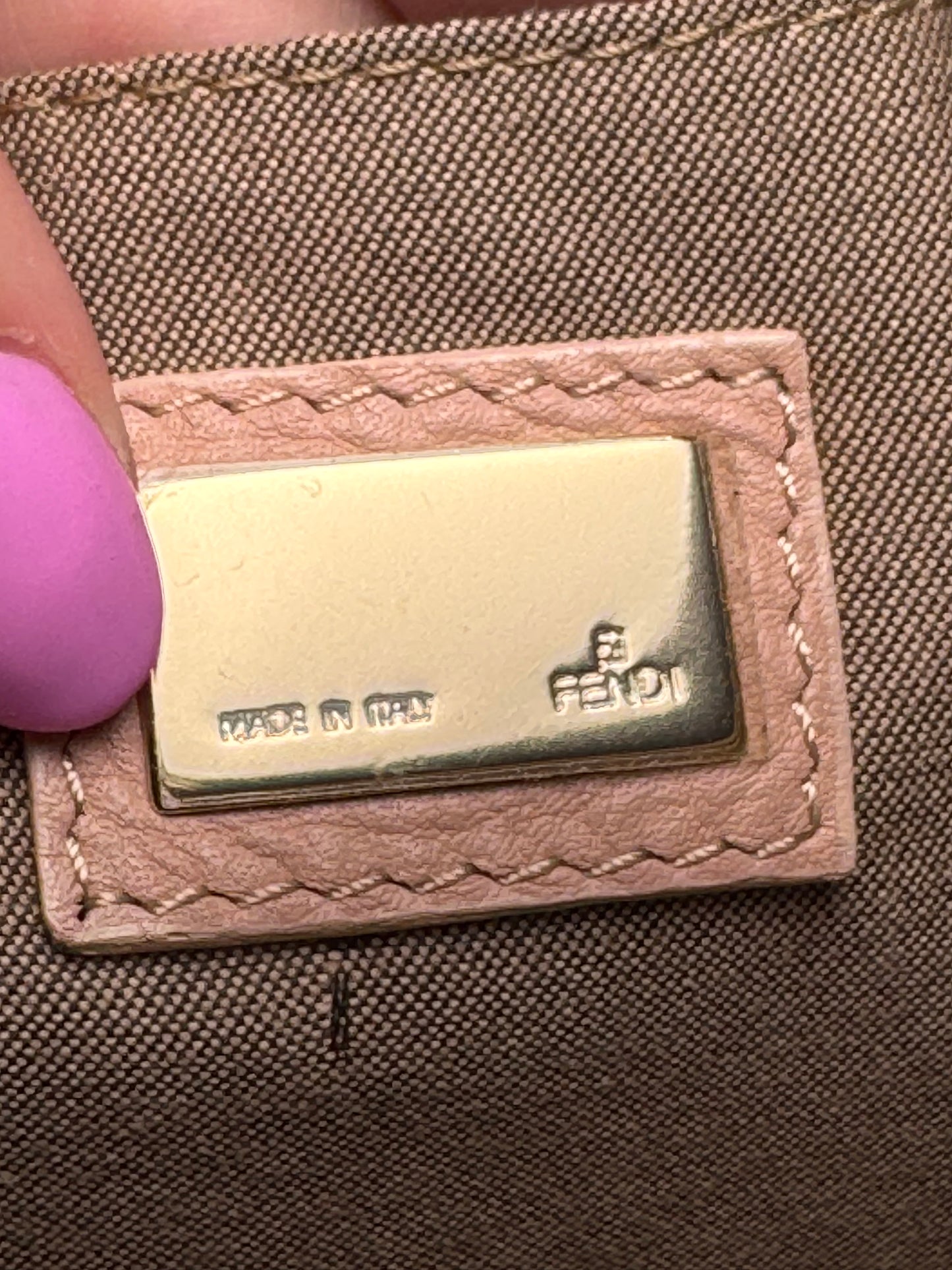 Fendi Zucca Pink & Khaki Crossbody w/Monogram Strap