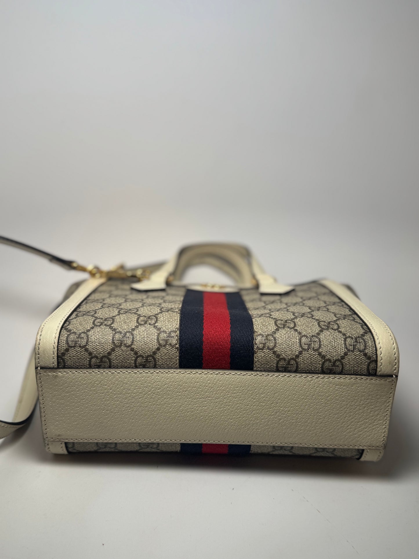 Gucci Ophidia Small GG Tote Leather & Canvas Crossbody Strap