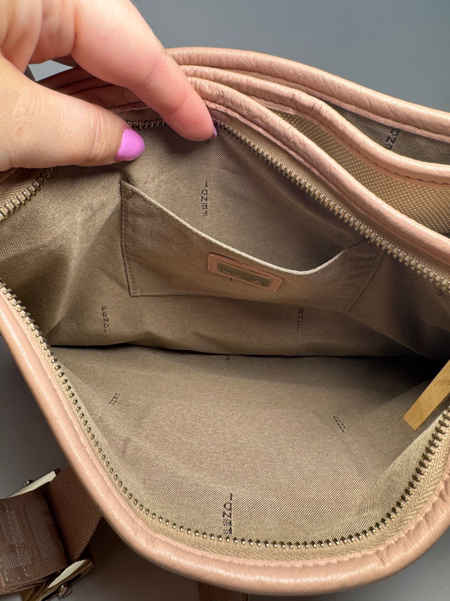 Fendi Zucca Pink & Khaki Crossbody w/Monogram Strap
