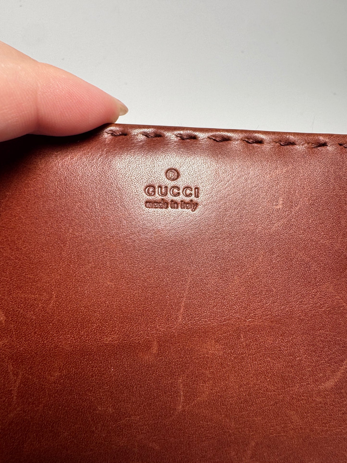 Gucci Vintage Brown Leather Western Style Wallet Bifold