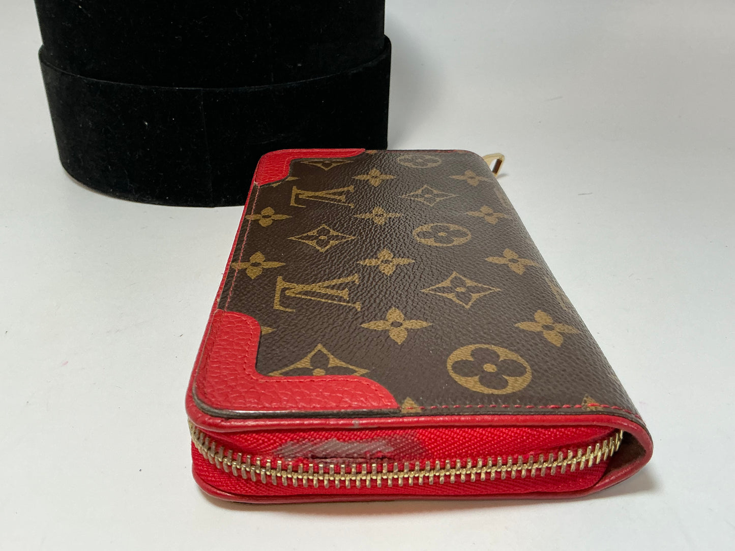 Louis Vuitton Retiro Monogram & Red Leather Wallet