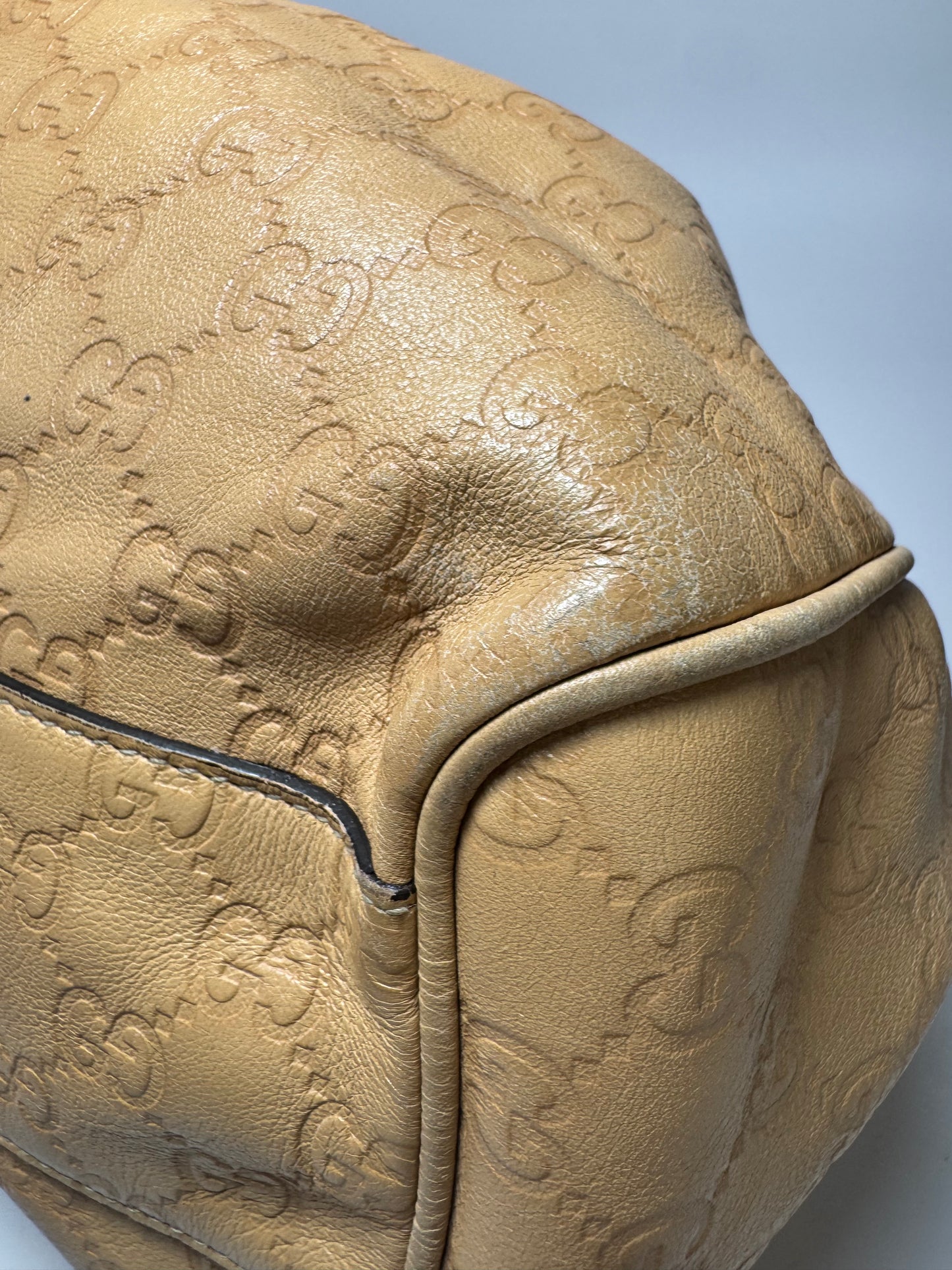 Gucci Sukey Tote Guccissima Leather Hand Bag Beige/Tan