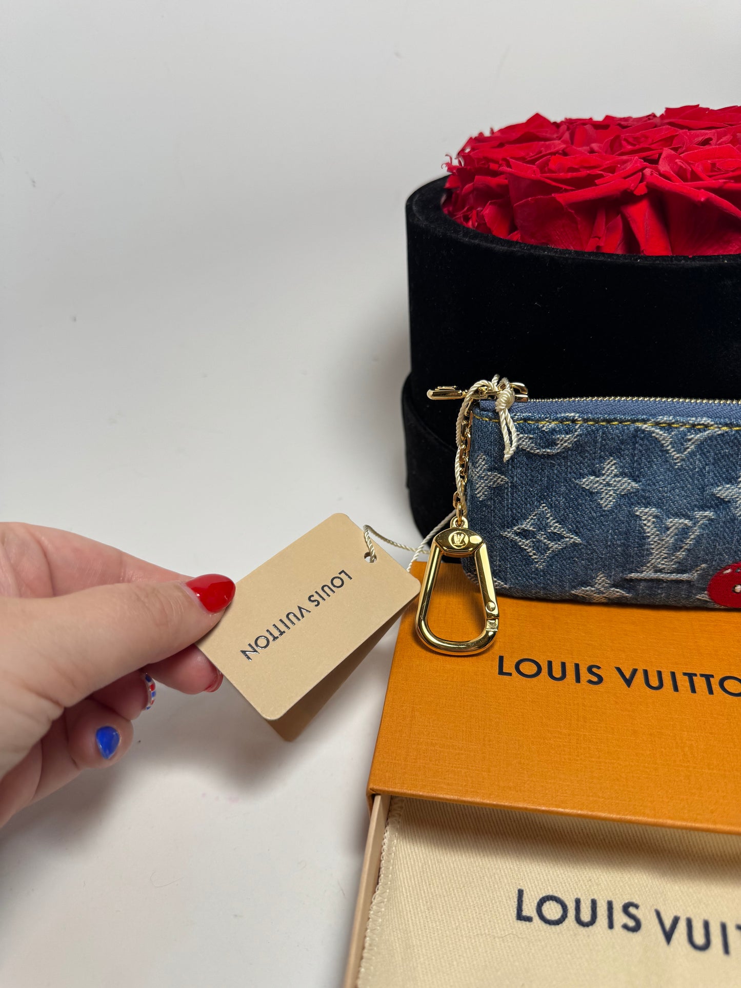Louis Vuitton x TM Denim Cherry Key Pouch NEW w/COA