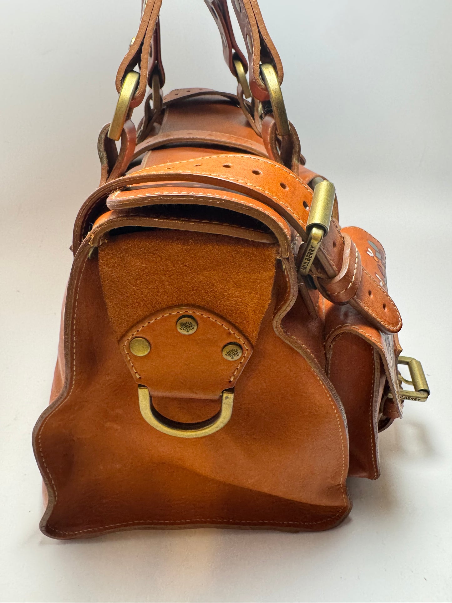 Mulberry Hand Painted Roxanne Leather Satchel Floral