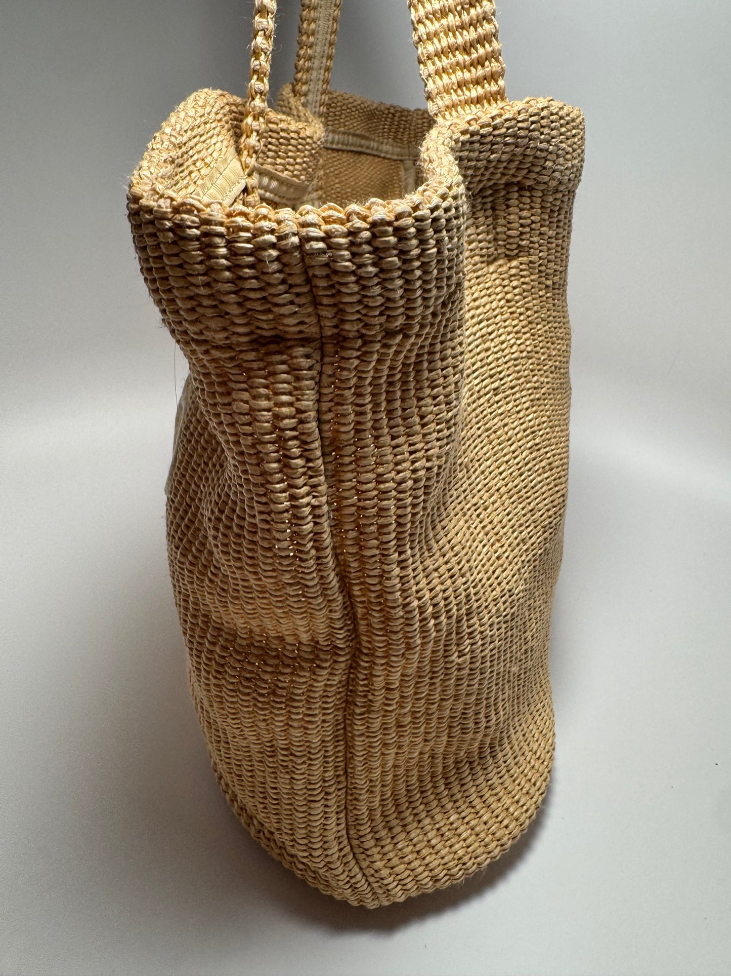 Jimmy Choo Natural Raffia E/W (East West) Tote Nag in Natural/Latte