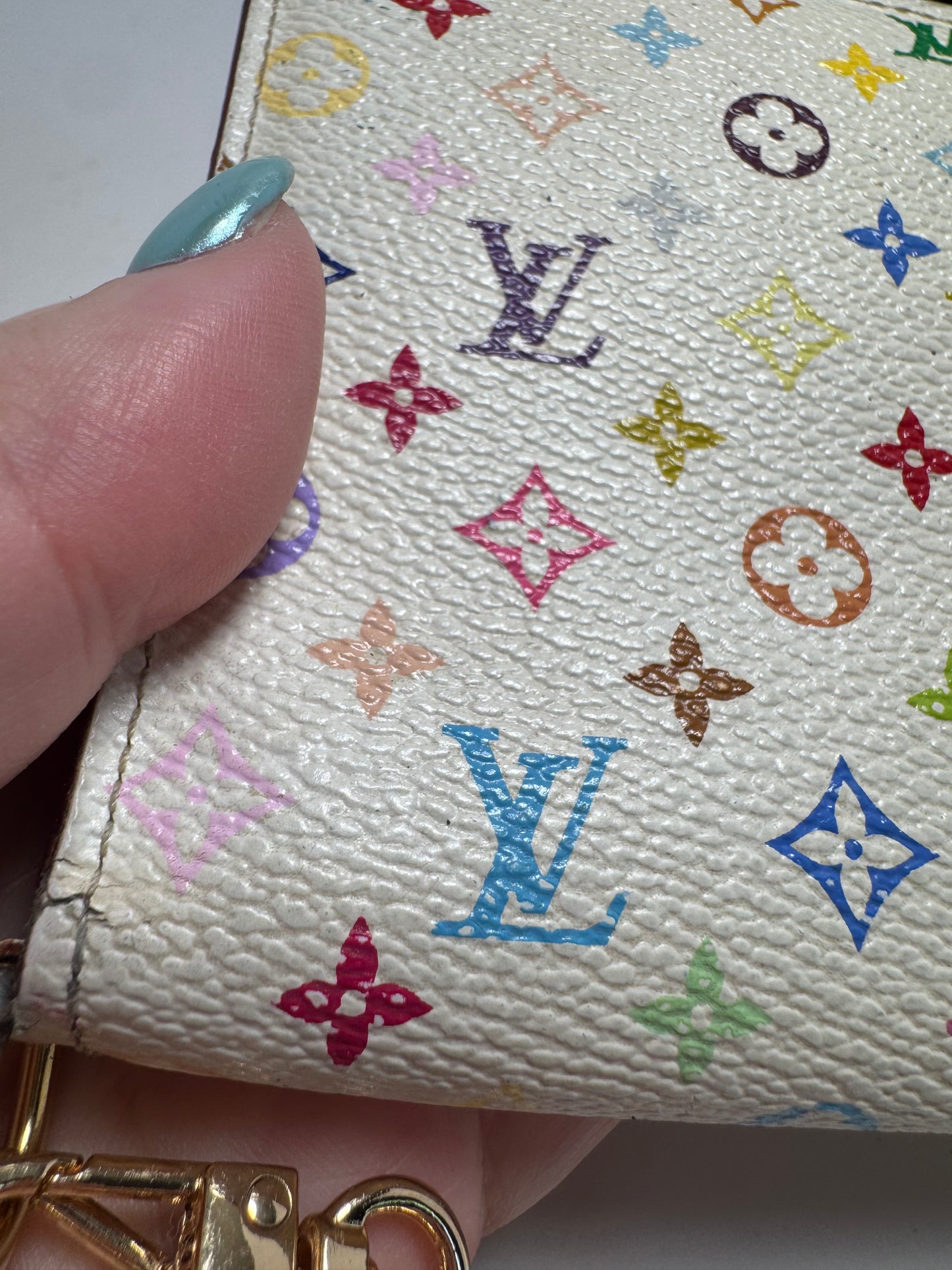 Louis Vuitton Insolite White Multicolor Murakami Wallet on Chain/Wristlet