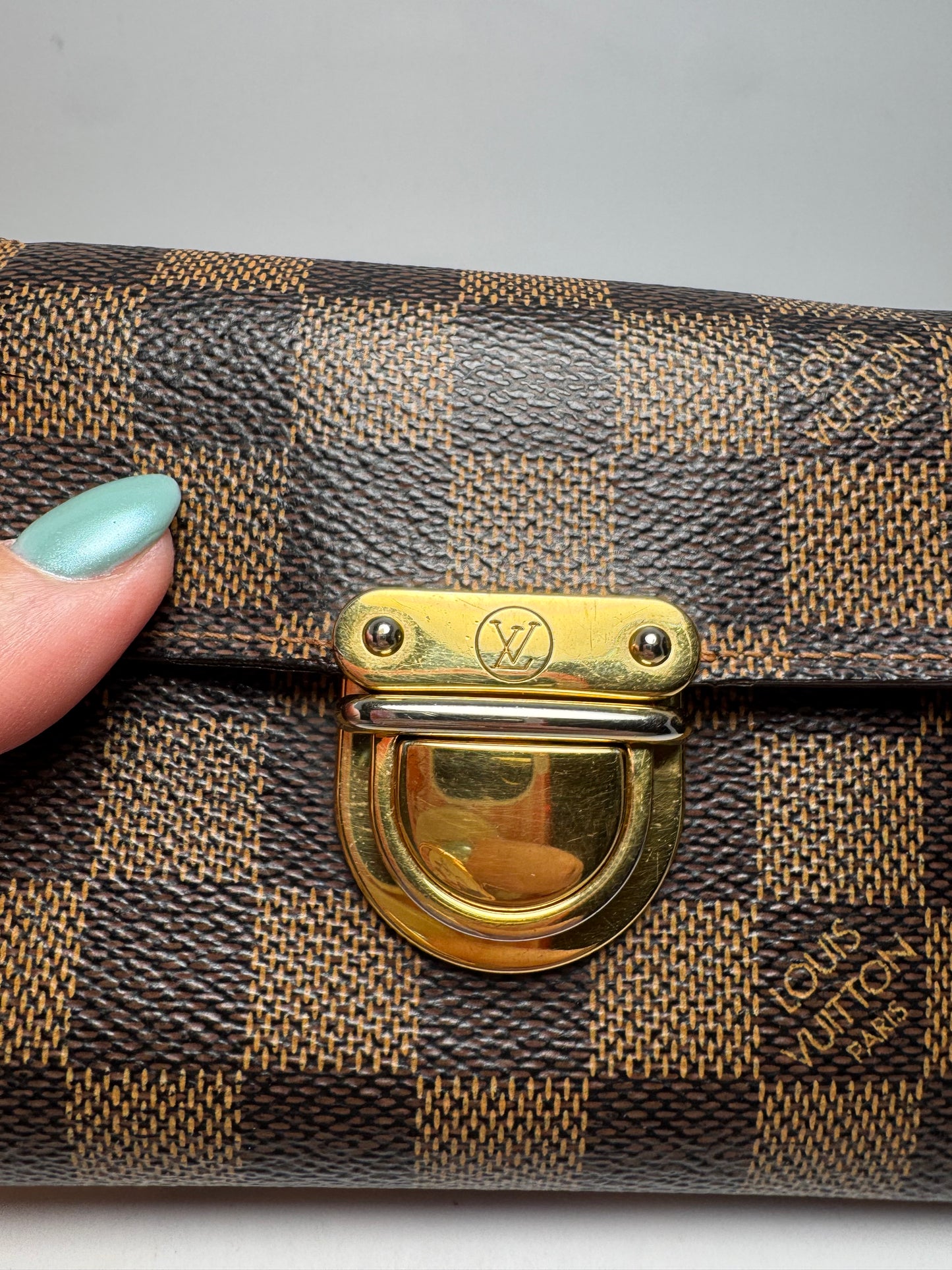 Louis Vuitton Damier Ebene Koala Wallet w/Red Interior (Unisex)