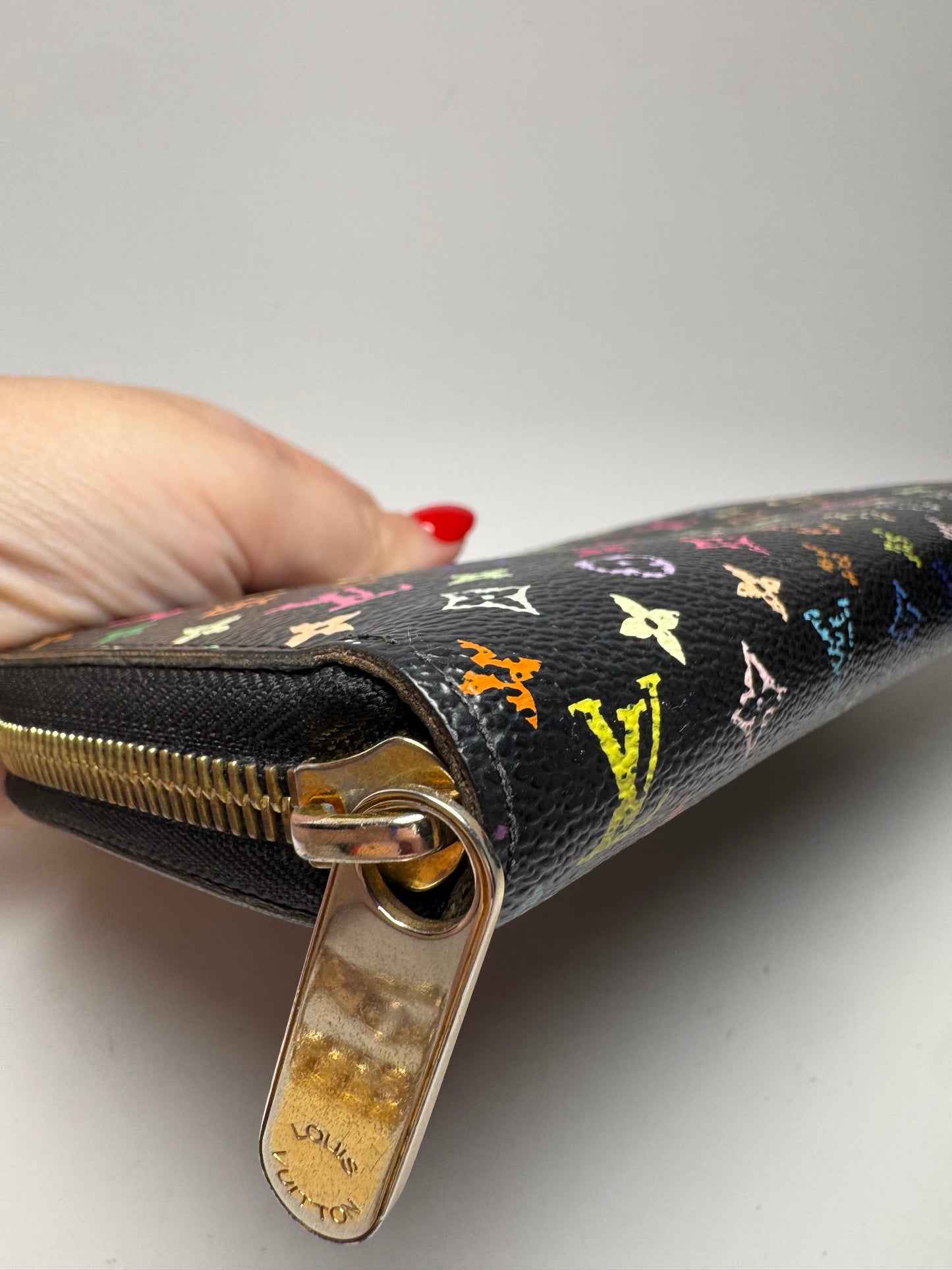 Louis Vuitton Multicolor Monogram Murakami Black Zippy Wallet