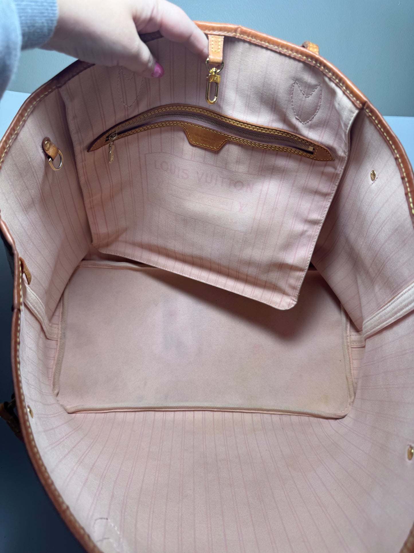 Louis Vuitton Neverfull GM Damier Azur with Ballerine Pink Interior Made in 2019