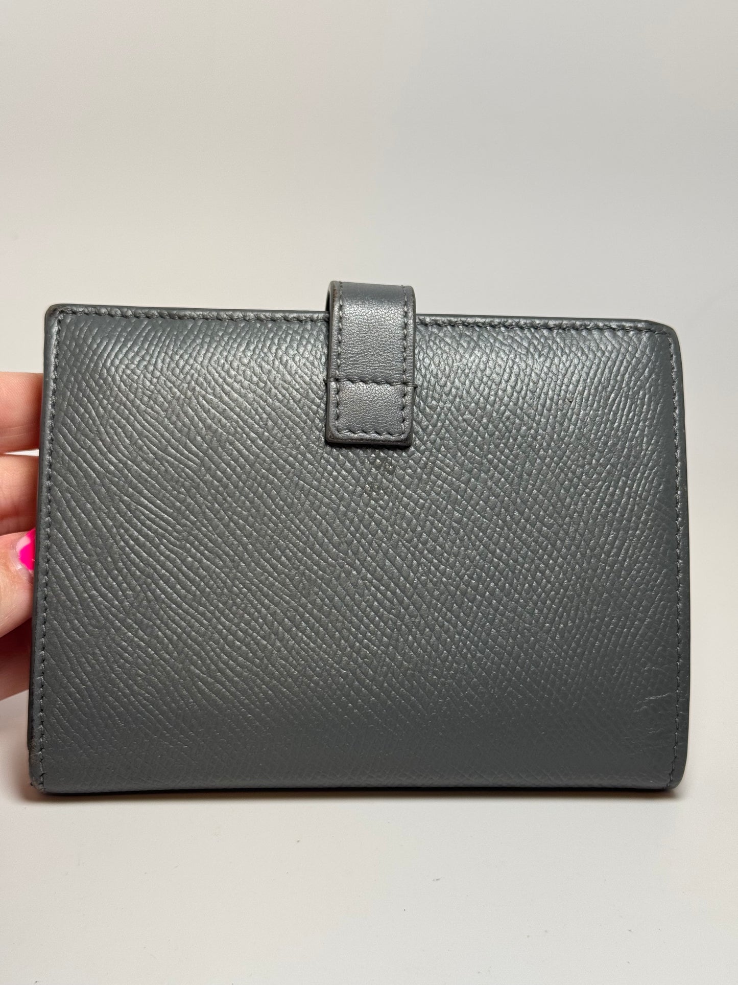 Céline Medium Long Strap Wallet – Grey Grained Leather – Made in Italy