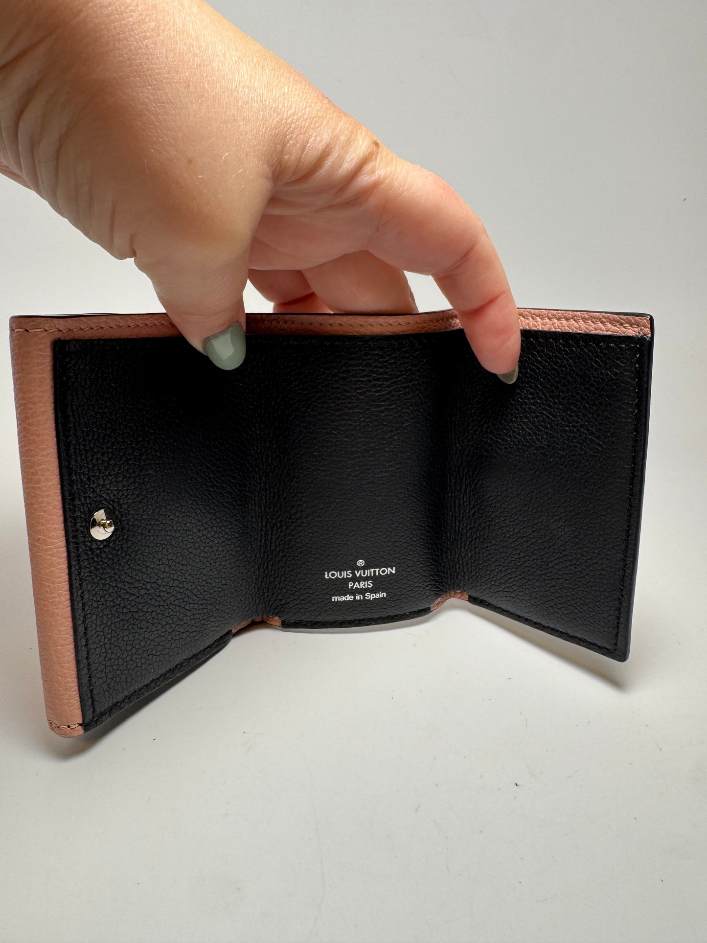 Louis Vuitton Calfskin Lockmini Wallet Rose Ballerine Maito White Black
