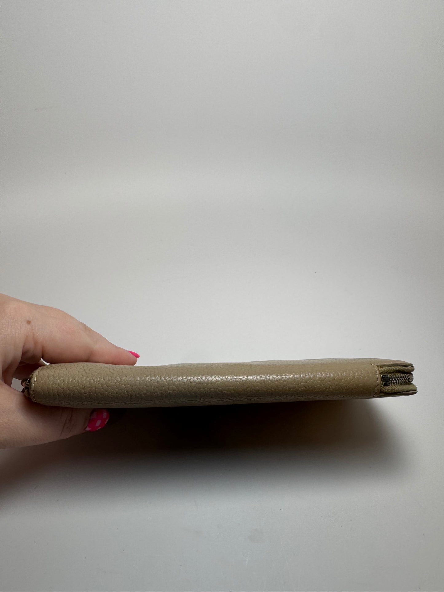 Celine Portefeuille Zip Around Taupe Pebbled Leather Wallet Luxury Wallet