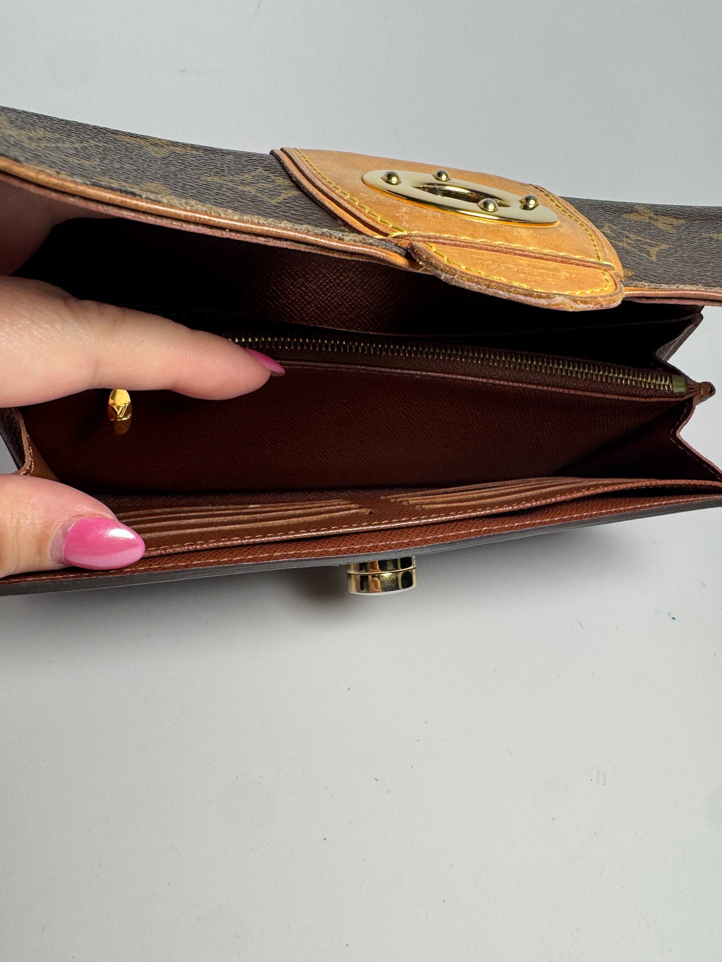 Louis Vuitton Portefeuille Boetie Wallet Turn Lock Closure Monogram & Vachetta Leather Made in Spain in 2010