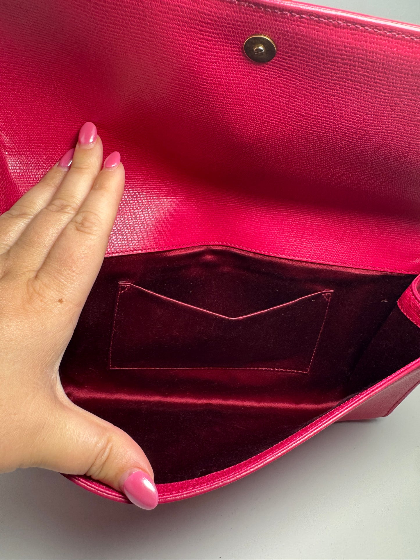 Yves Saint Laurent Hot Pink Leather Clutch