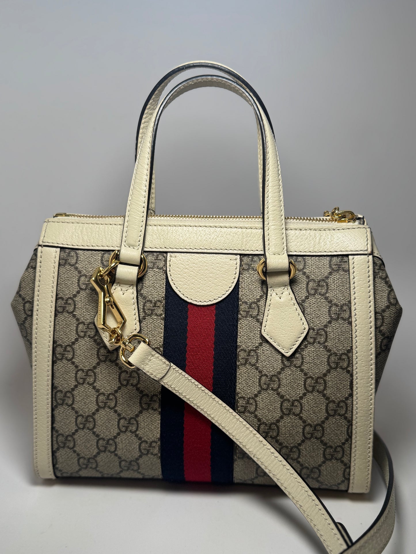 Gucci Ophidia Small GG Tote Leather & Canvas Crossbody Strap