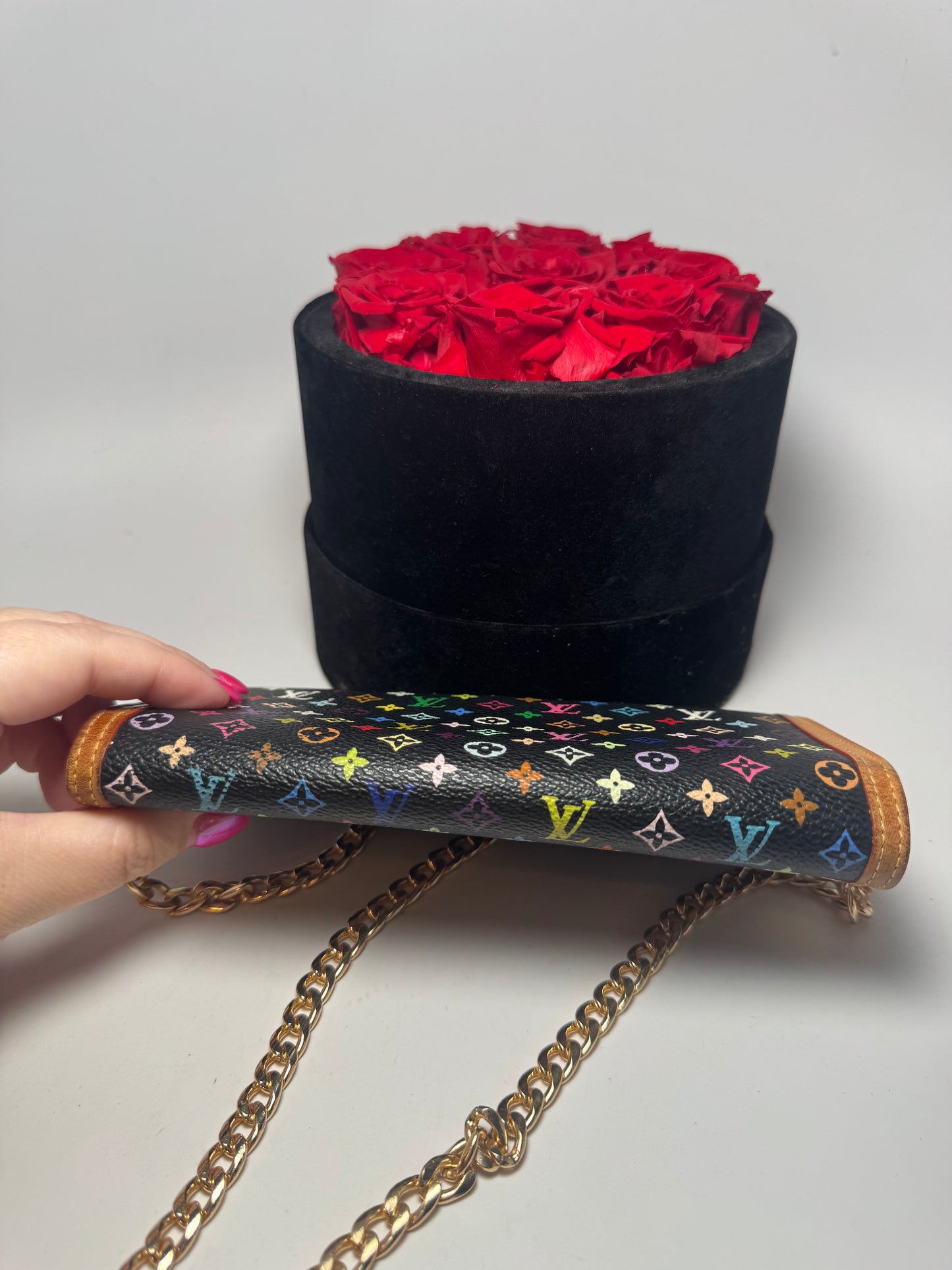Louis Vuitton Black Multicolor Porte Tresor International Wallet w/Chain – Murakami Collection