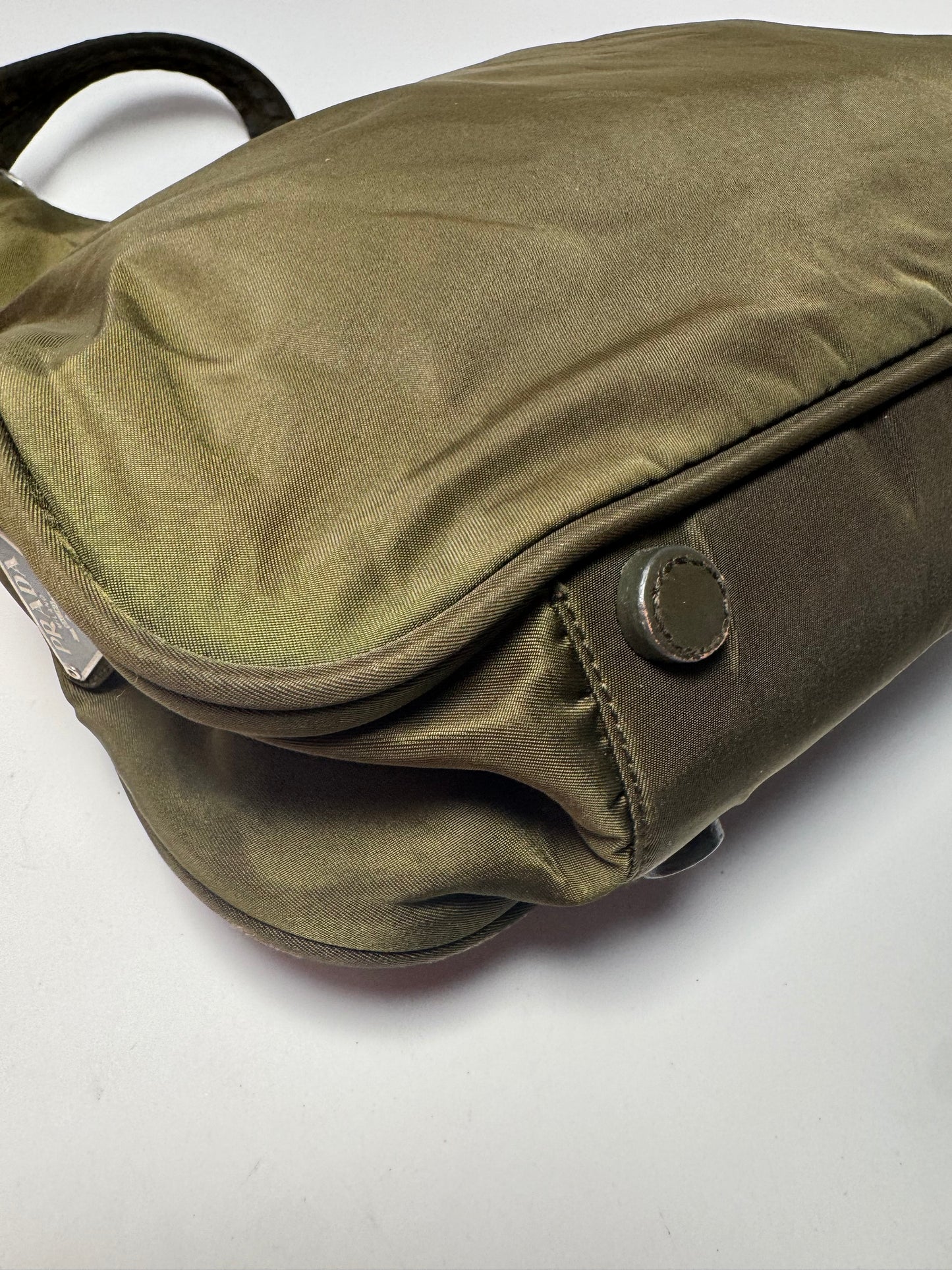 Prada Olive Green Nylon Shoulder Bag
