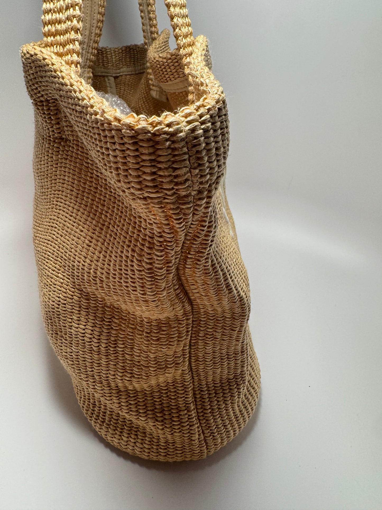 Jimmy Choo Natural Raffia E/W (East West) Tote Nag in Natural/Latte