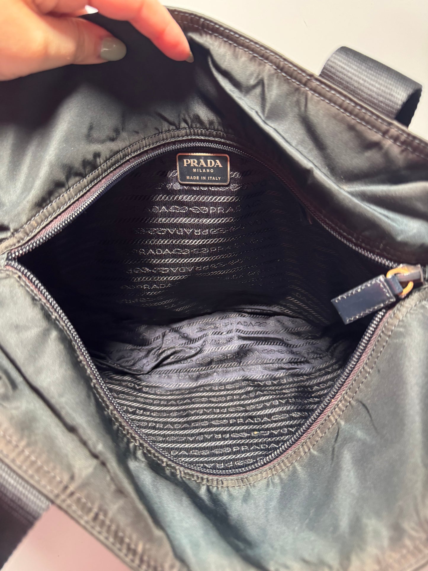 Prada Tessuto Nylon Tote – Vintage Navy Blue Designer Bag