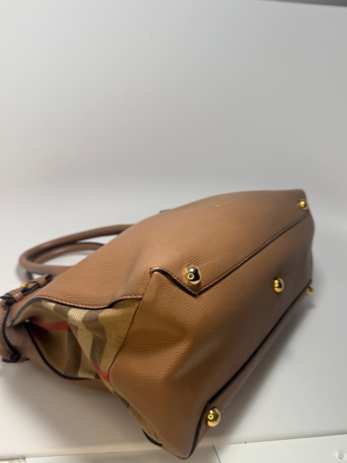 Burberry Banner Medium House Check Tote Bag Beige