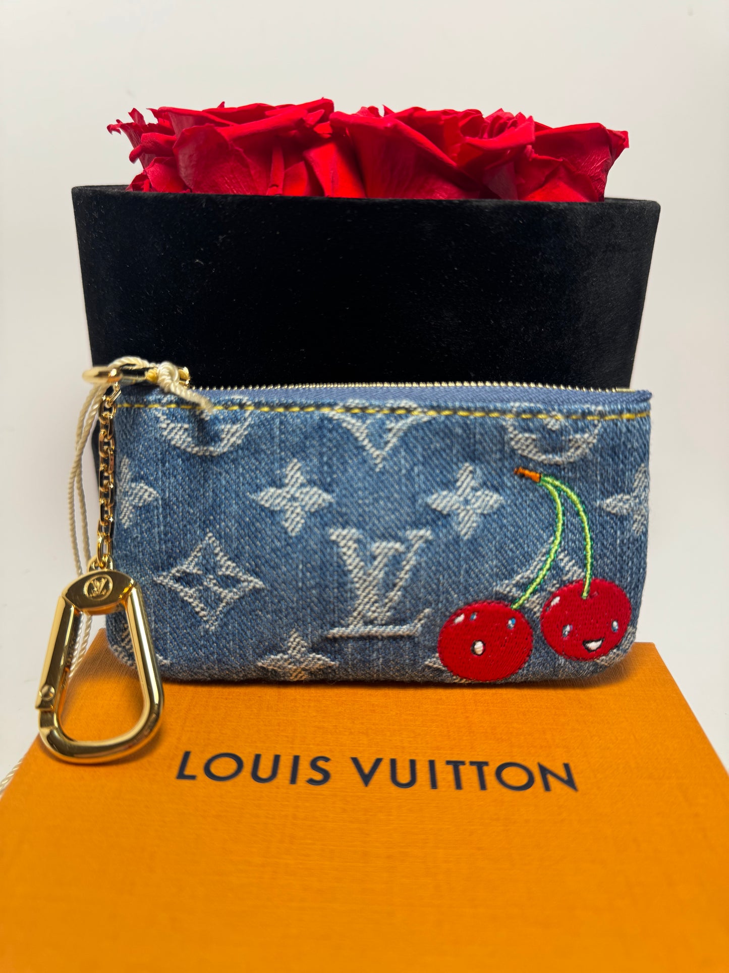 Louis Vuitton x TM Denim Cherry Key Pouch NEW w/COA