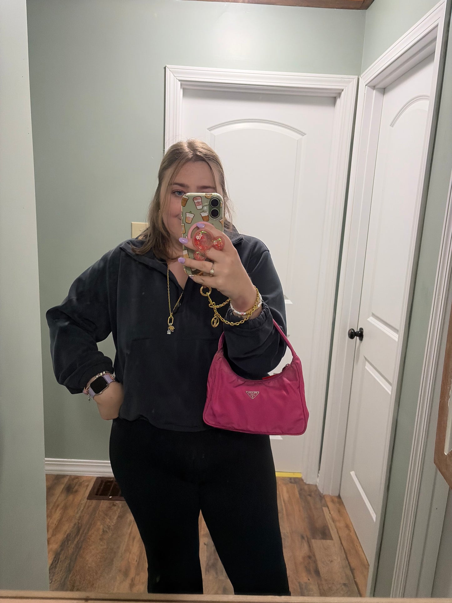 Prada Hot Pink Nylon Hobo Tessuto Mini Hand Bag