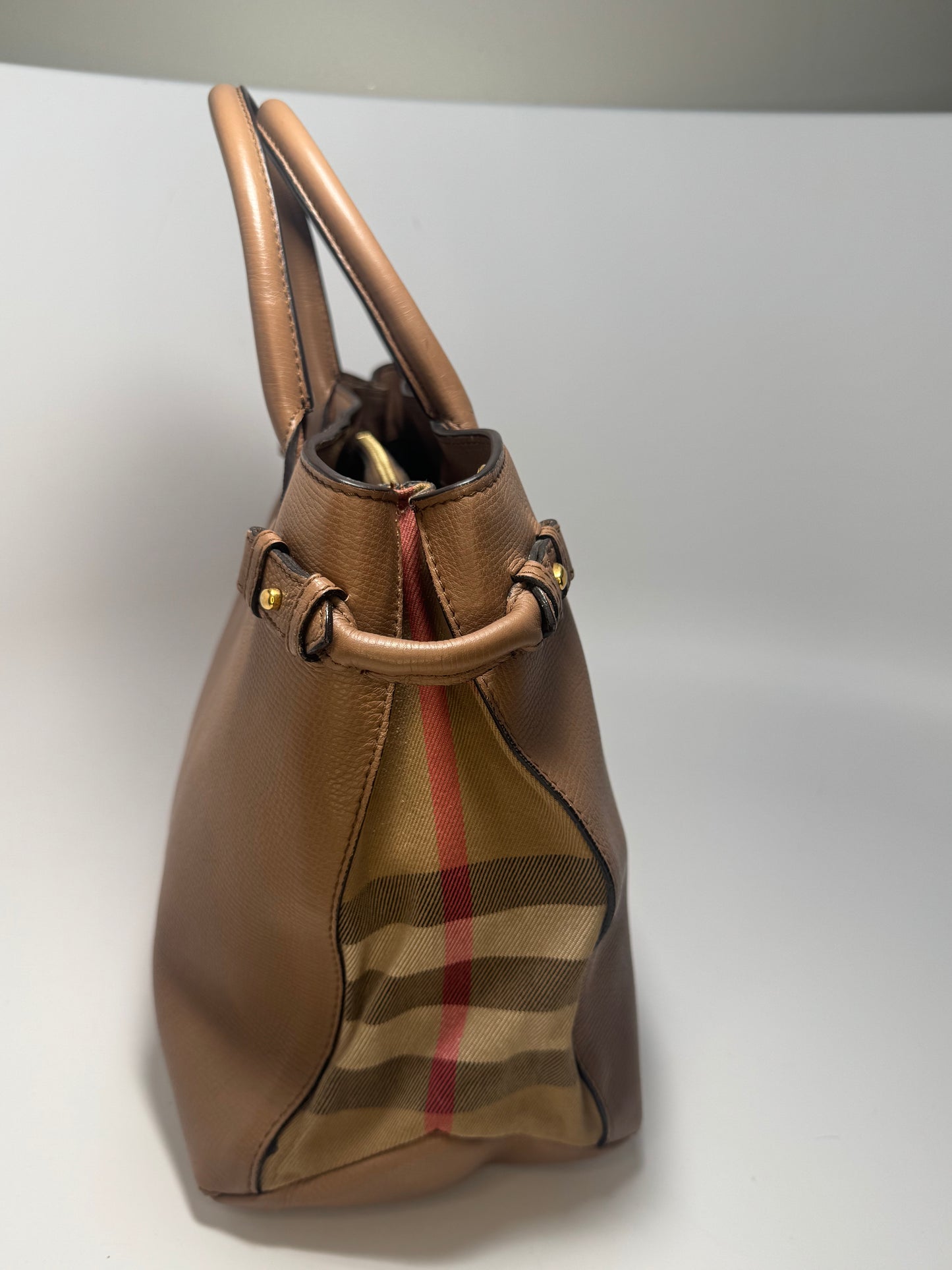 Burberry Banner Medium House Check Tote Bag Beige