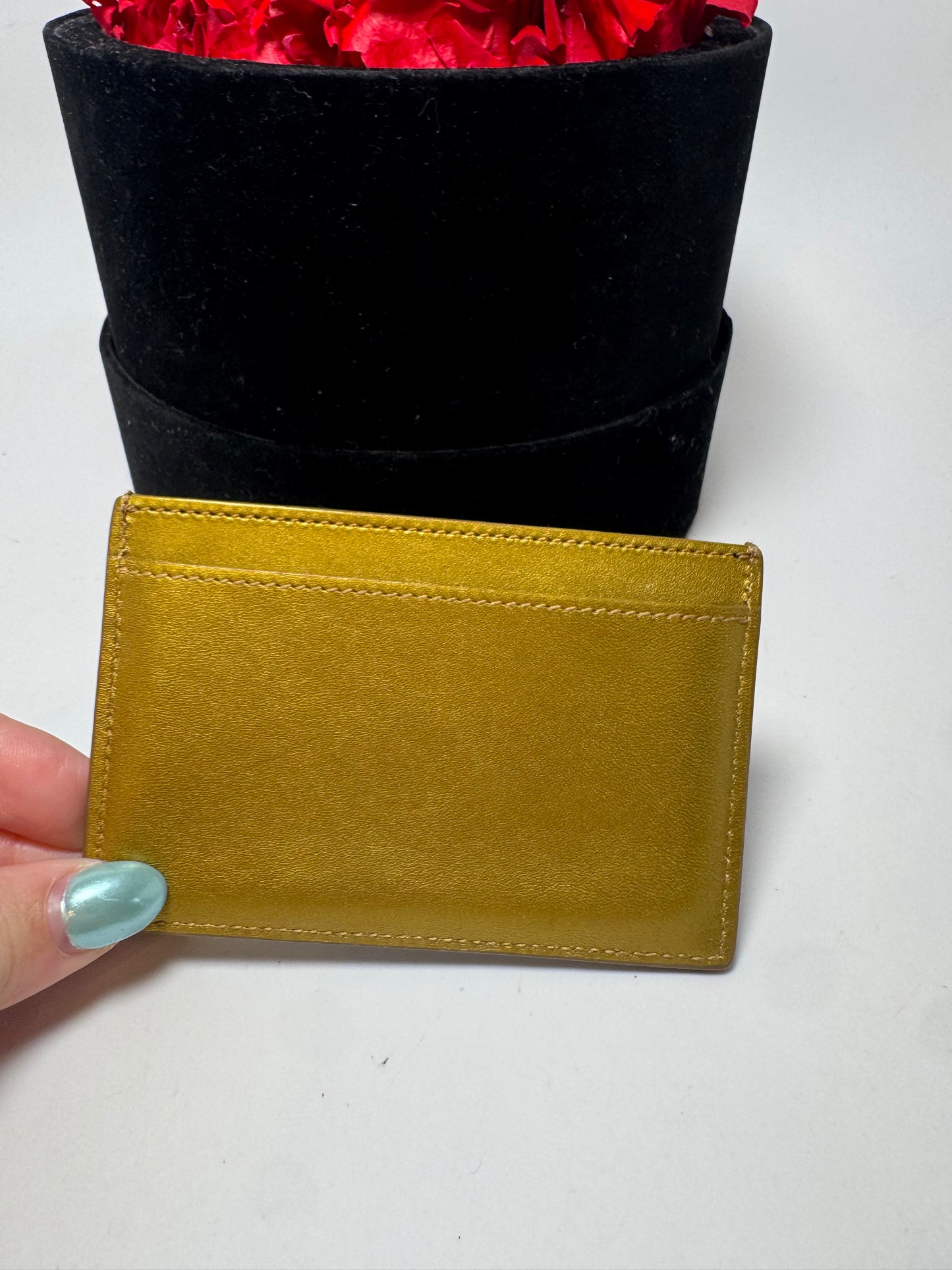 Saint Laurent Gold Leather Card Holder