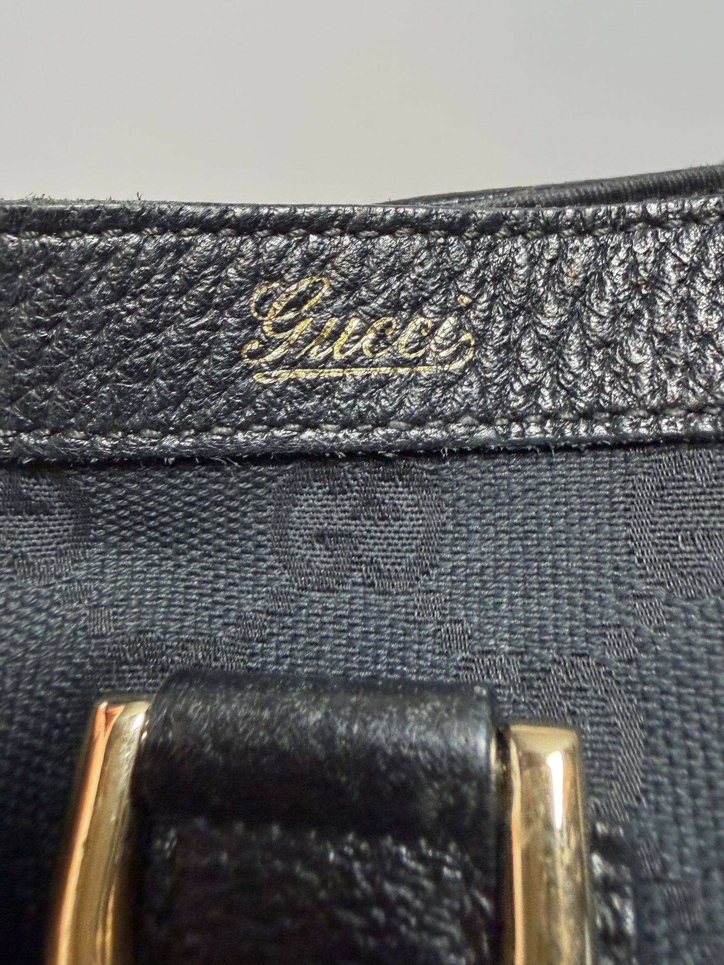 Gucci Abbey Black Canvas & Leather Tote/Shoulder Bag