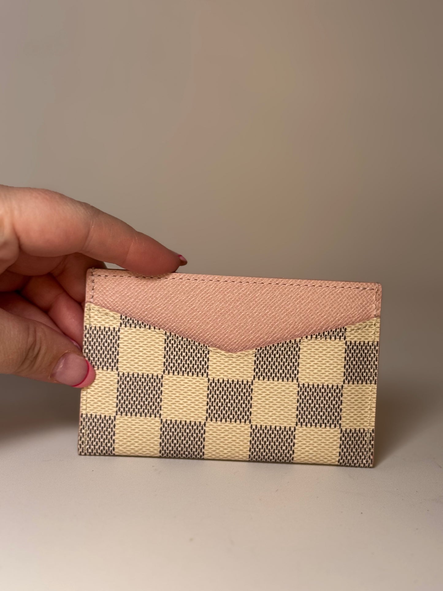 Louis Vuitton Damier Azur Card Holder w/Ballerine Pink