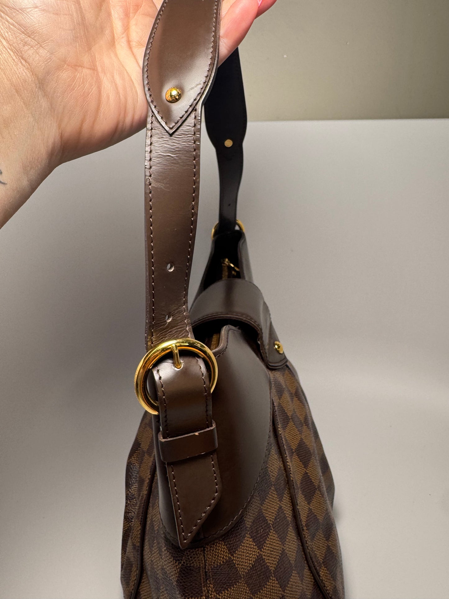Louis Vuitton Sistina MM Damier Ebene Pleated Shoulder Bag