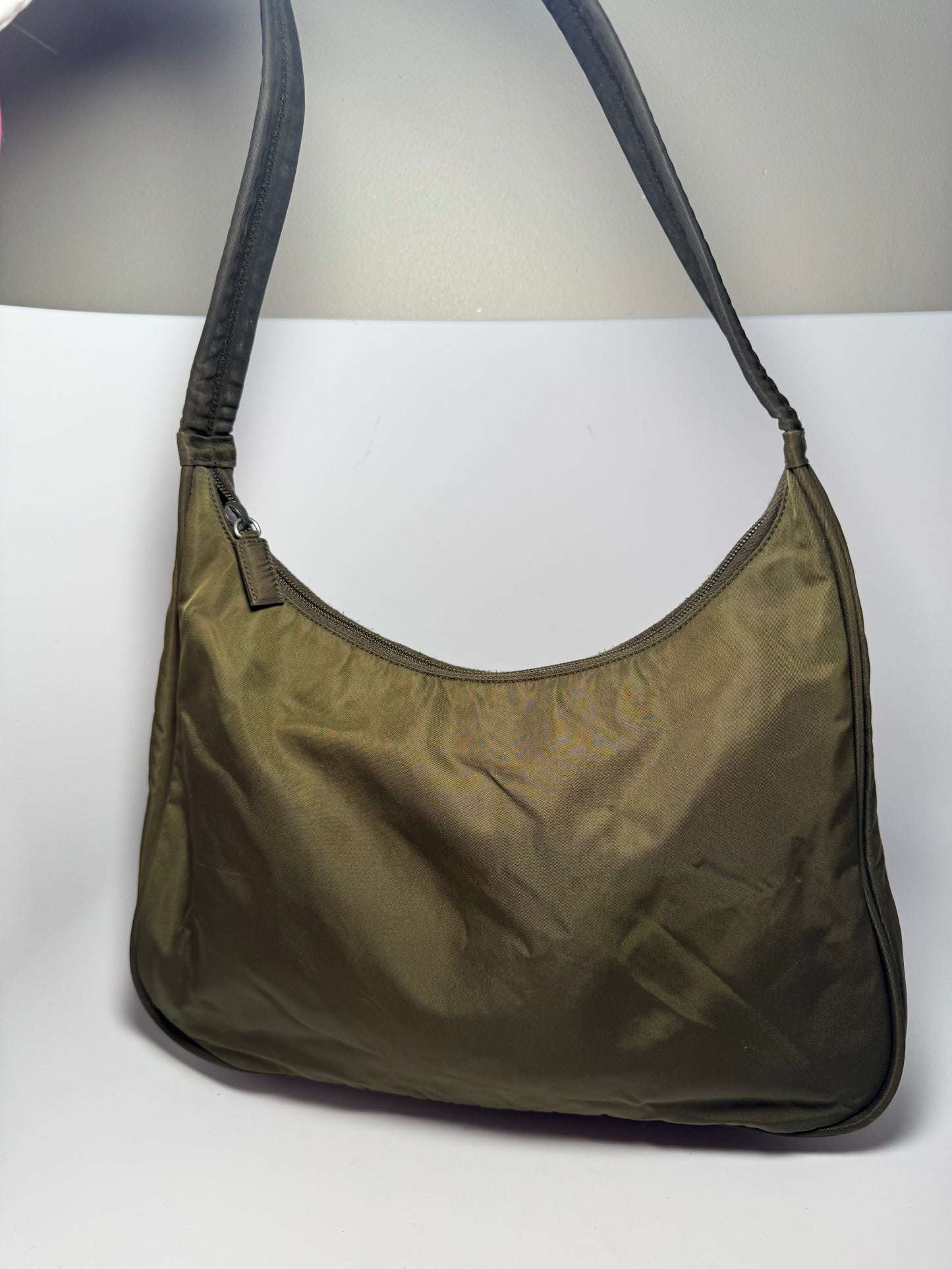 Prada Olive Green Nylon Shoulder Bag