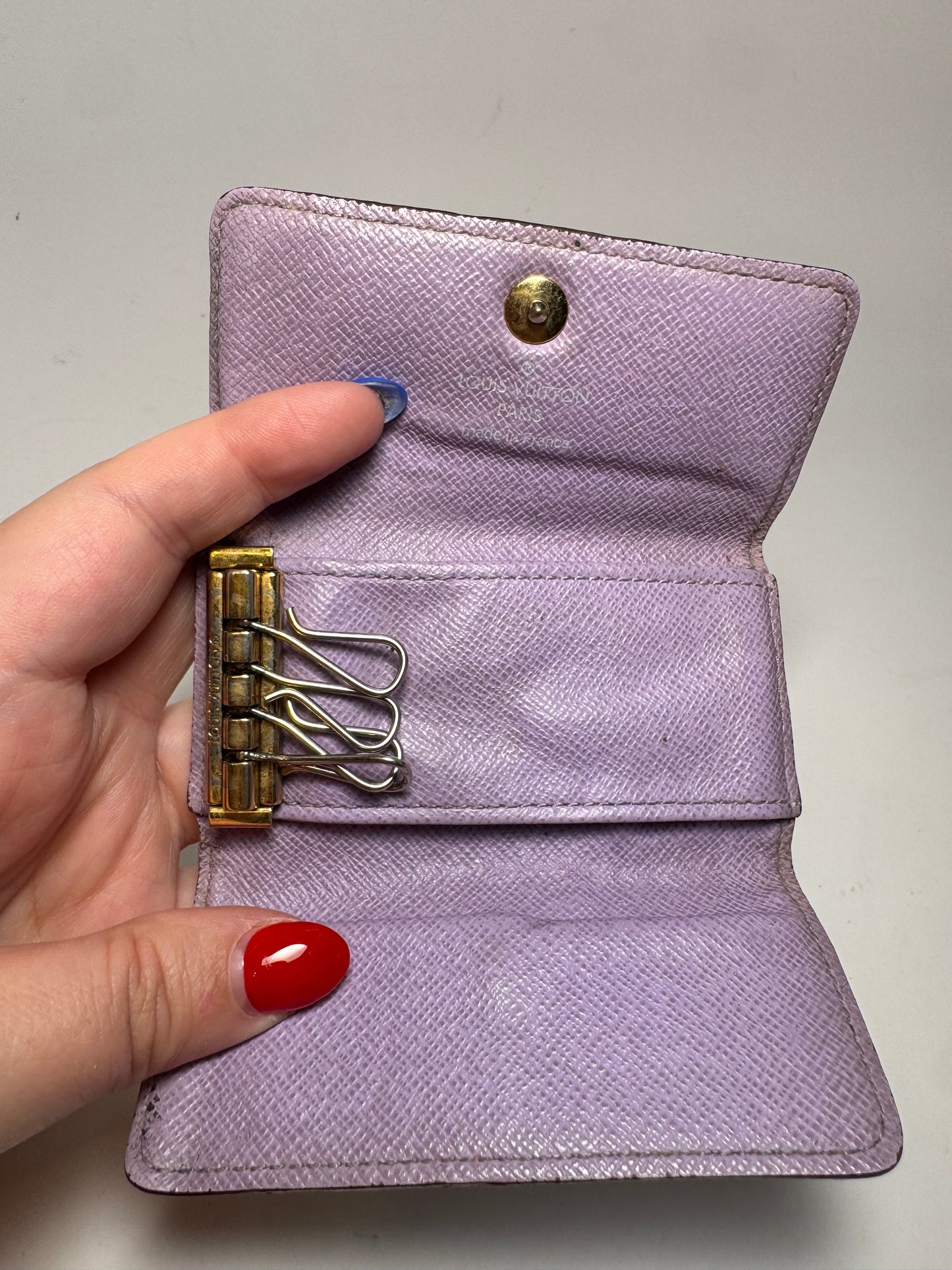 Louis Vuitton Black Multicolor Murakami 4 Key Holder w/Lilac Purple Interior