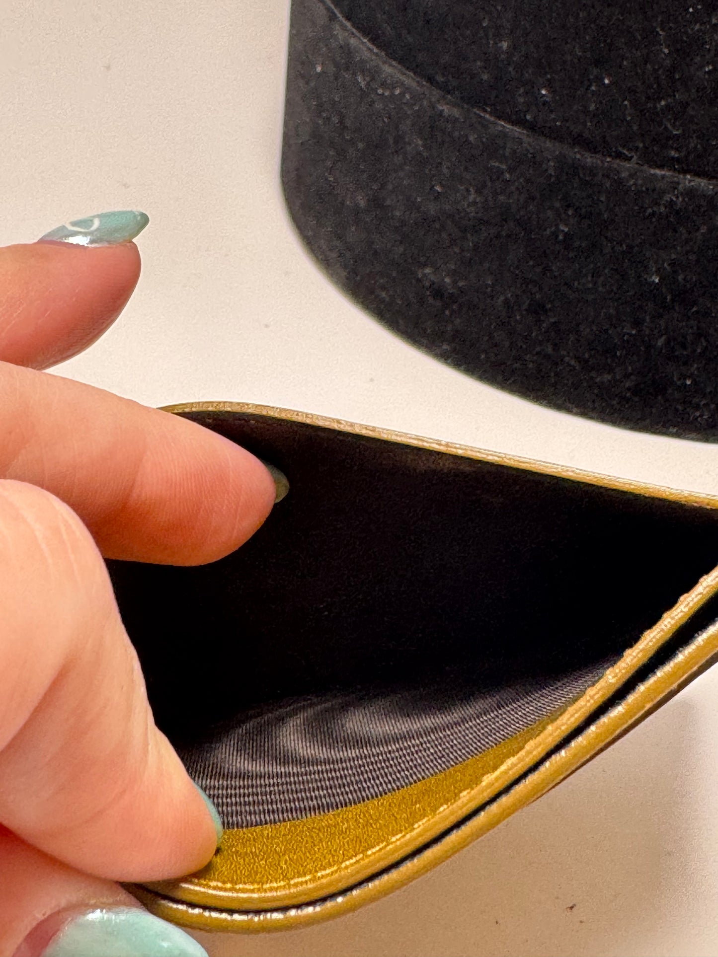 Saint Laurent Gold Leather Card Holder