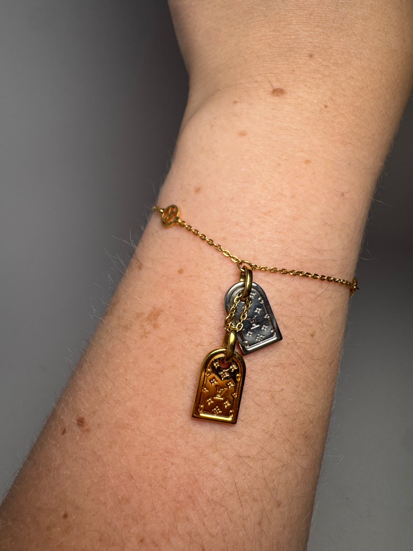 Louis Vuitton Nanogram Bracelet Gold & Silver Tags