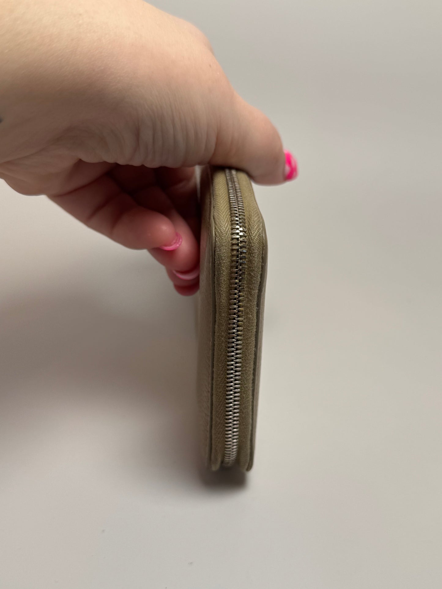 Celine Portefeuille Zip Around Taupe Pebbled Leather Wallet Luxury Wallet