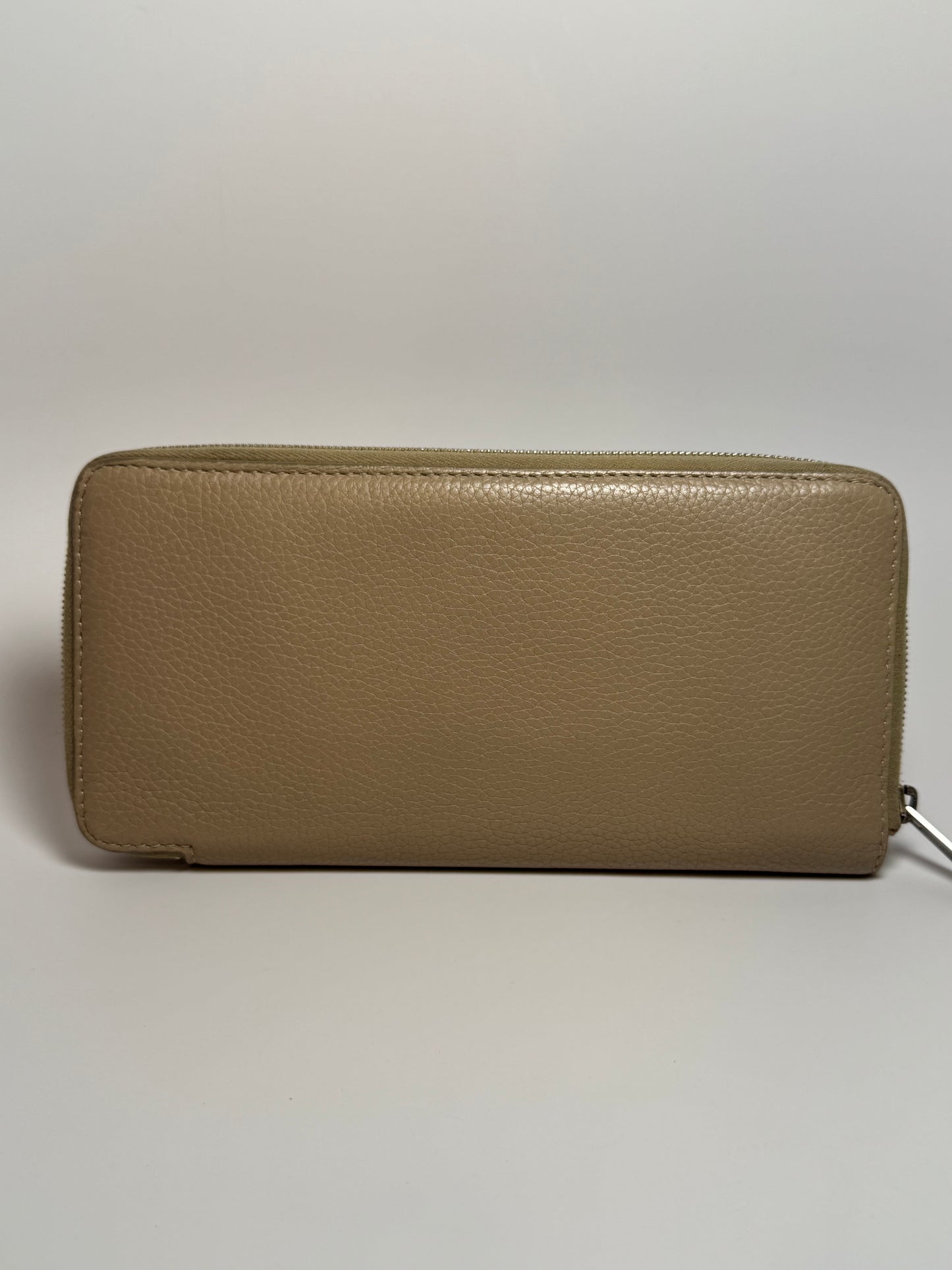 Celine Portefeuille Zip Around Taupe Pebbled Leather Wallet Luxury Wallet