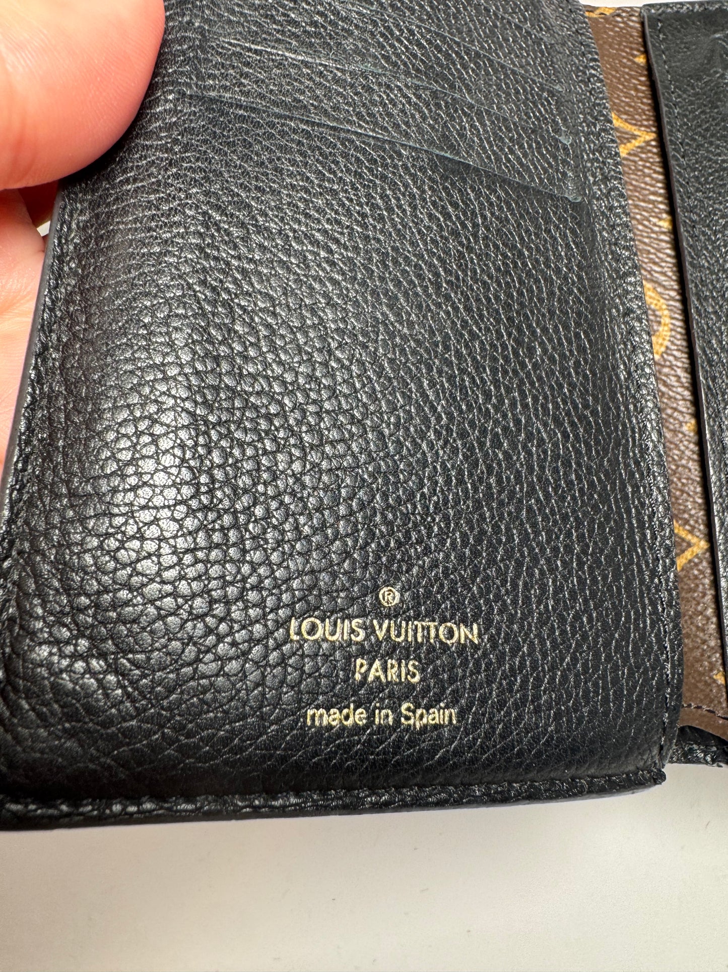 Louis Vuitton Monogram Pallas Envelope Wallet w/Black Leather