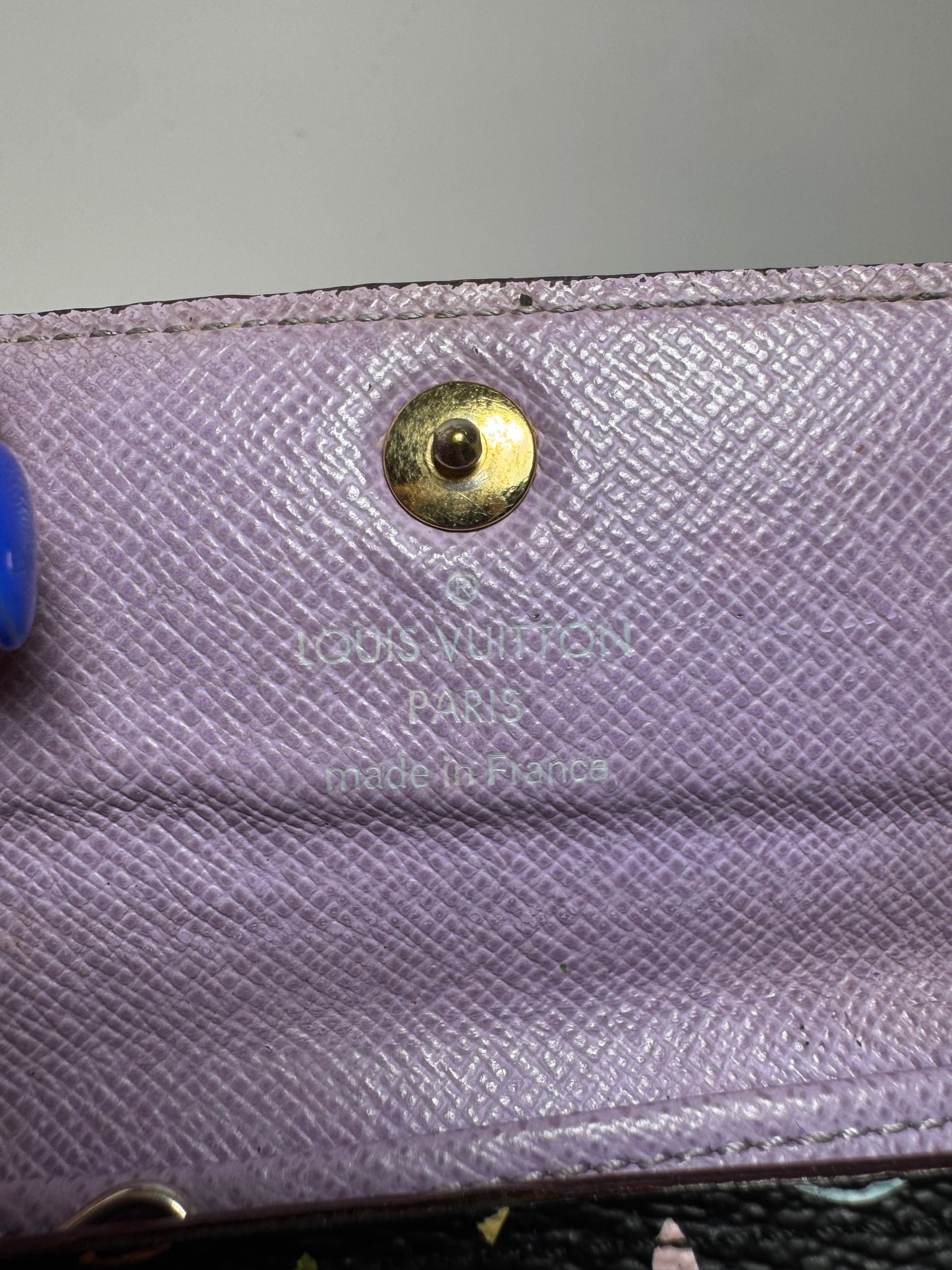 Louis Vuitton Black Multicolor Murakami 4 Key Holder w/Lilac Purple Interior