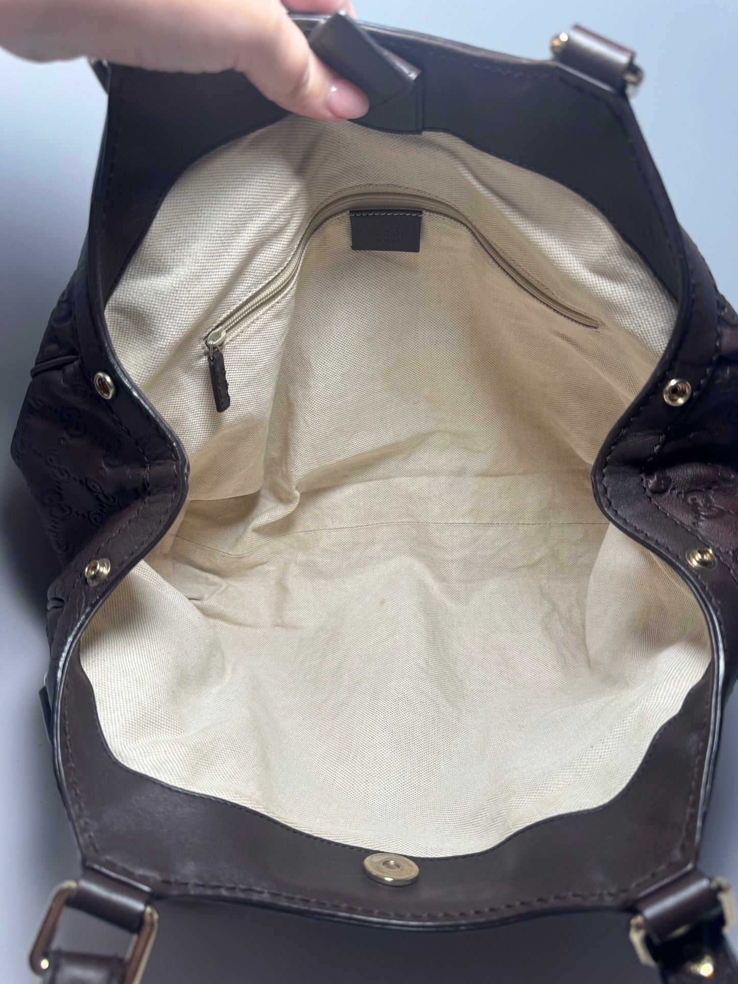 Gucci Sukey Tote Guccissima Leather Hand Bag Walnut Brown