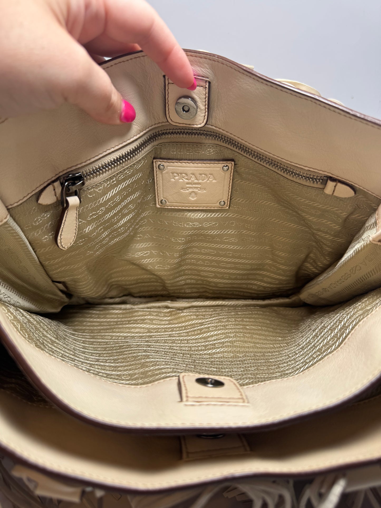 Prada Nappa Fringe Medium Tote Bag/Crossbody LIKE NEW condition w/authenticity cards & tag