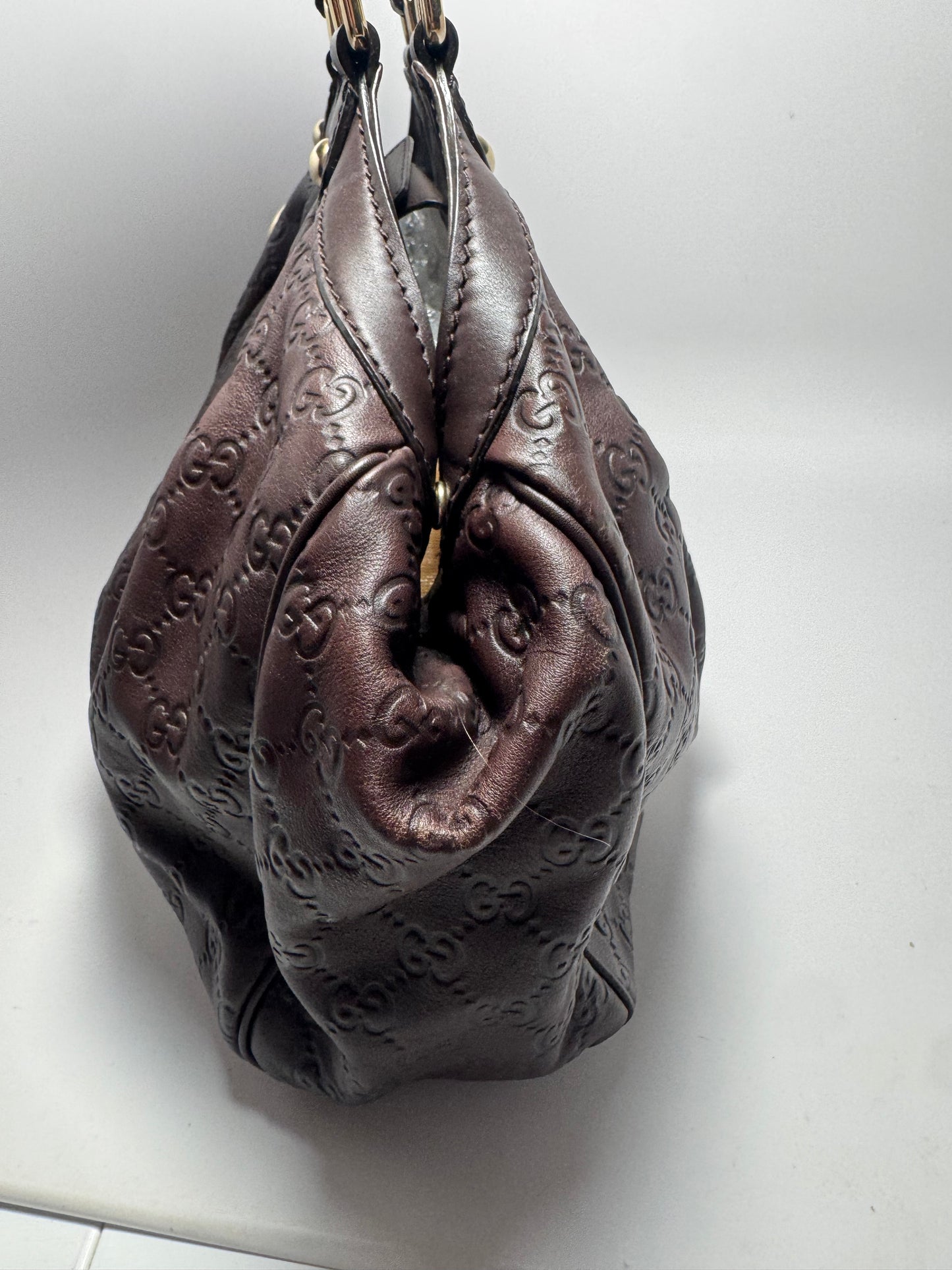 Gucci Sukey Tote Guccissima Leather Hand Bag Walnut Brown