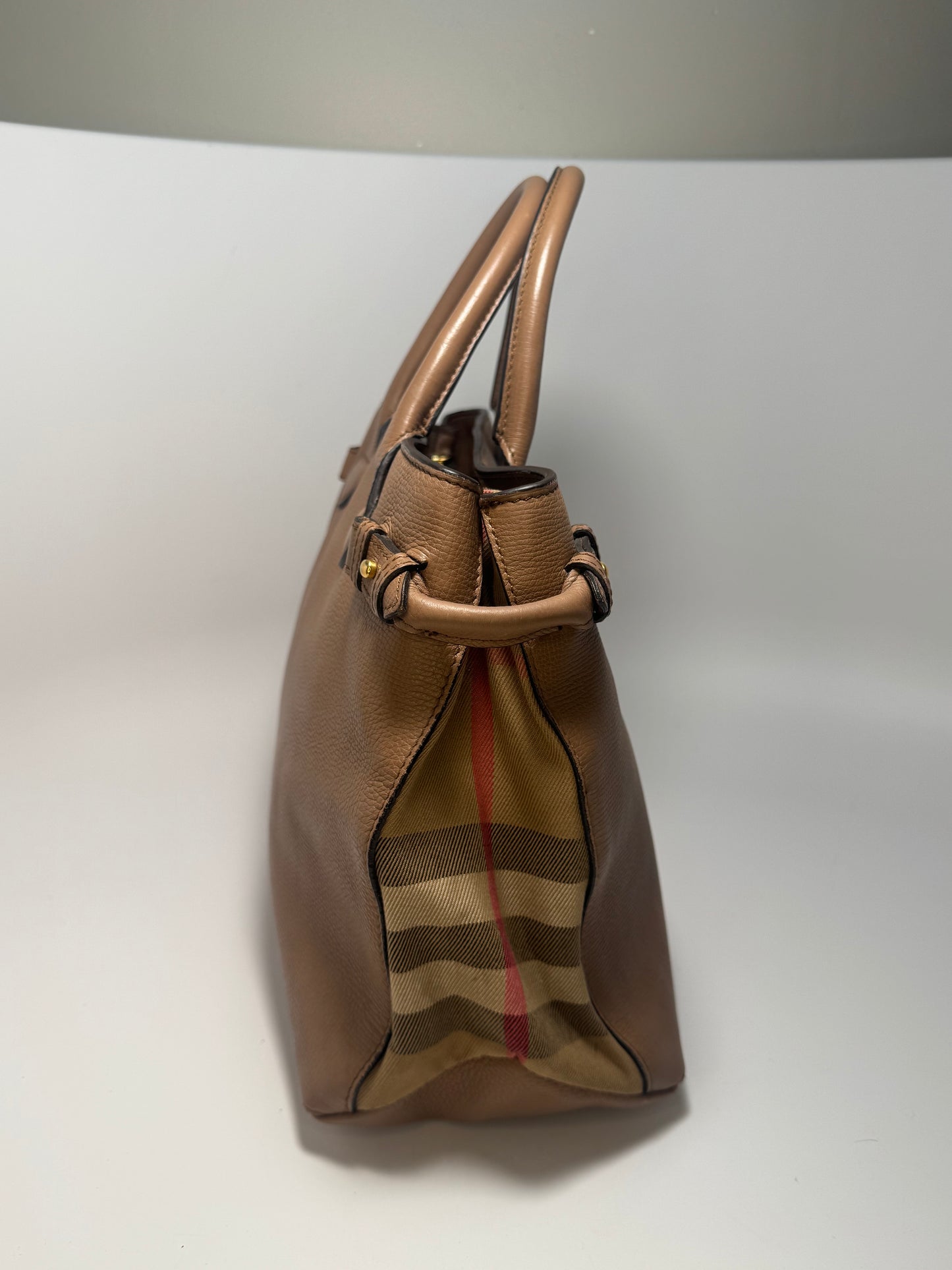 Burberry Banner Medium House Check Tote Bag Beige