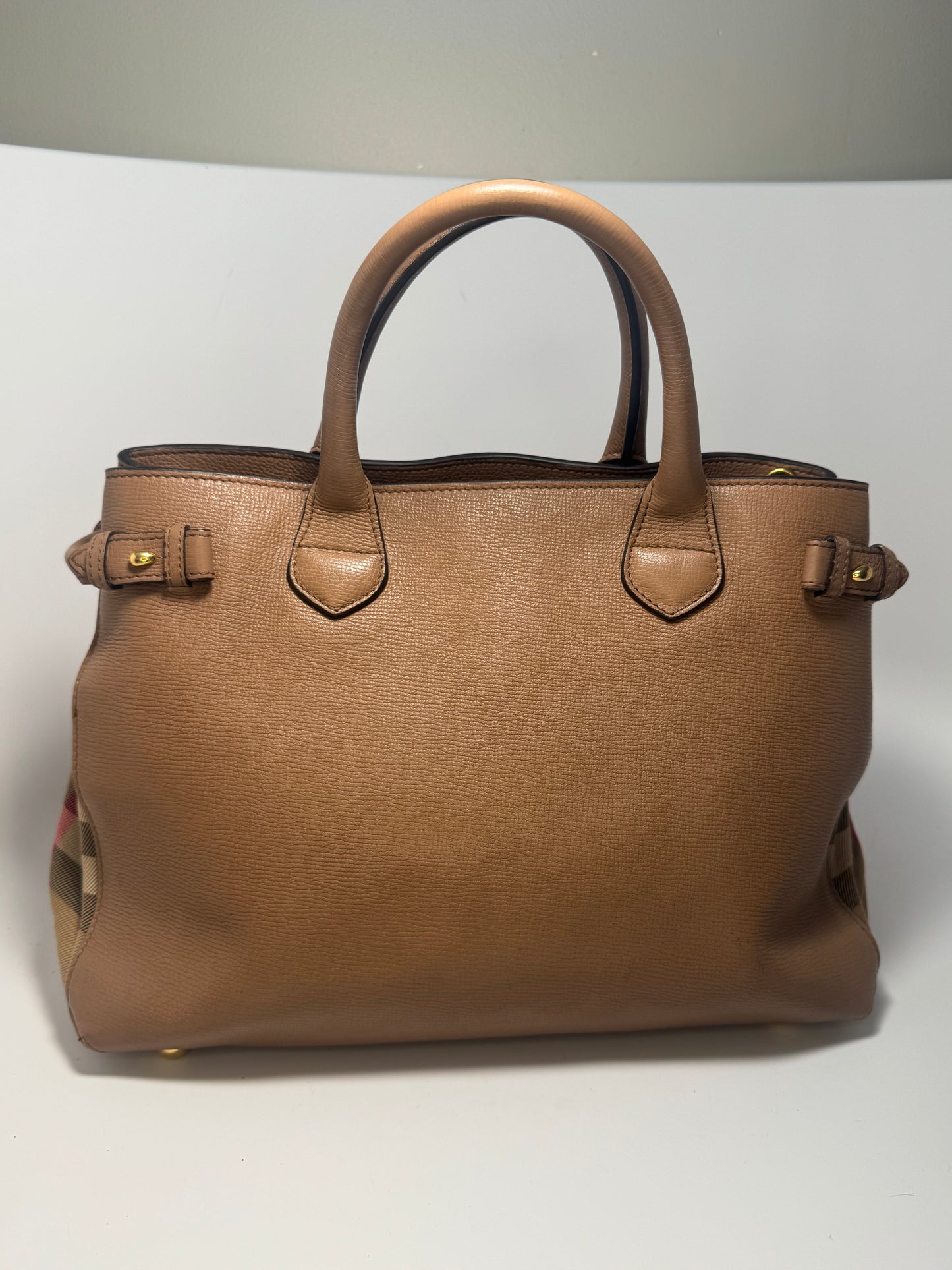 Burberry Banner Medium House Check Tote Bag Beige