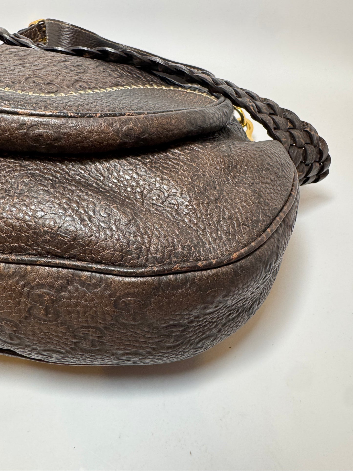 Gucci Dark Brown Guccissima Leather Pelham Large Shoulder Bag