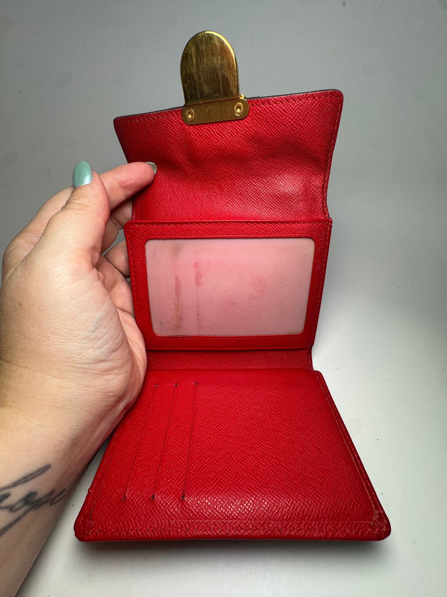 Louis Vuitton Damier Ebene Koala Wallet w/Red Interior (Unisex)