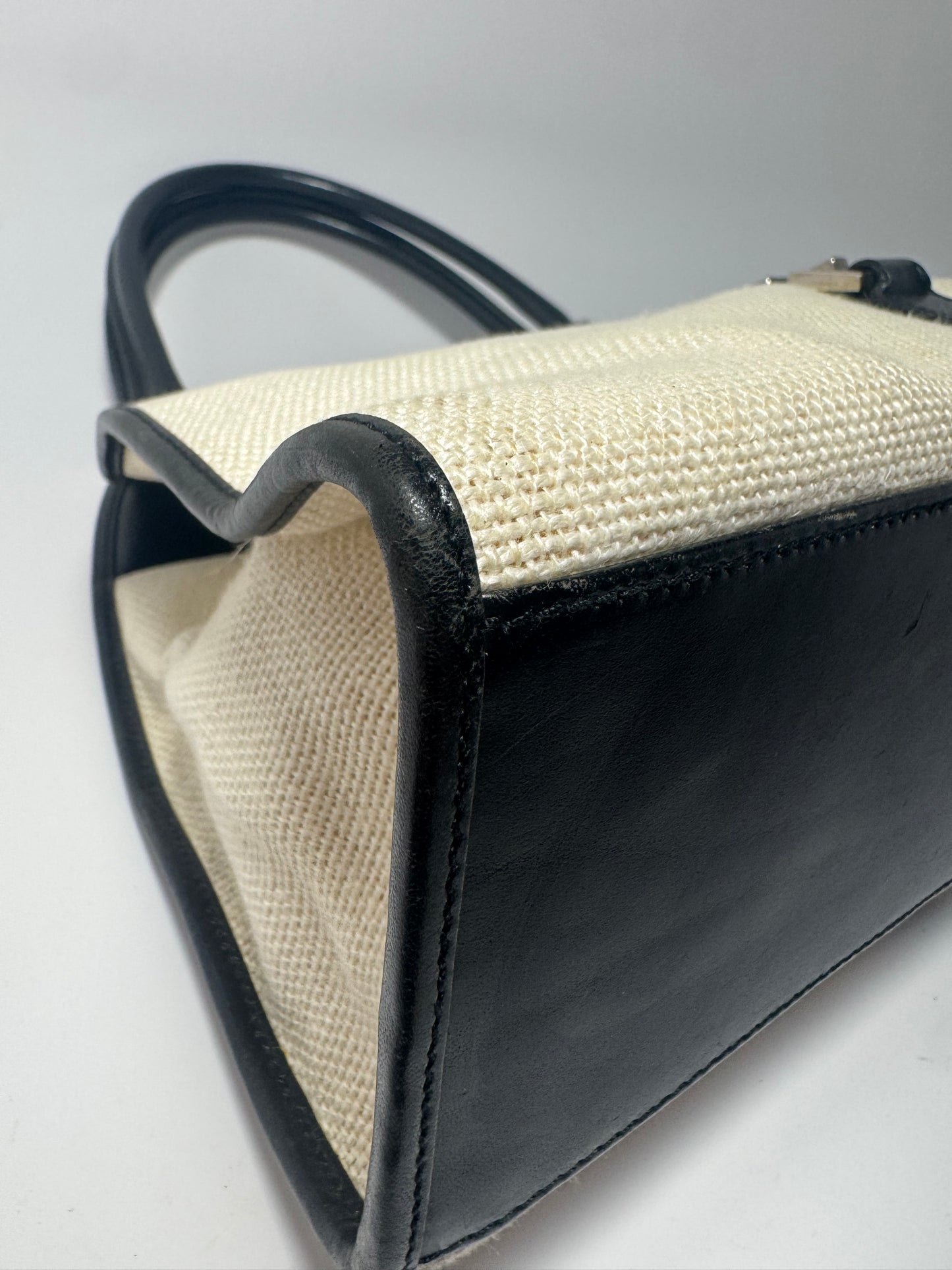 Gucci Jackie Bardot Piston Lock Hobo Black & White Cloth & Leather